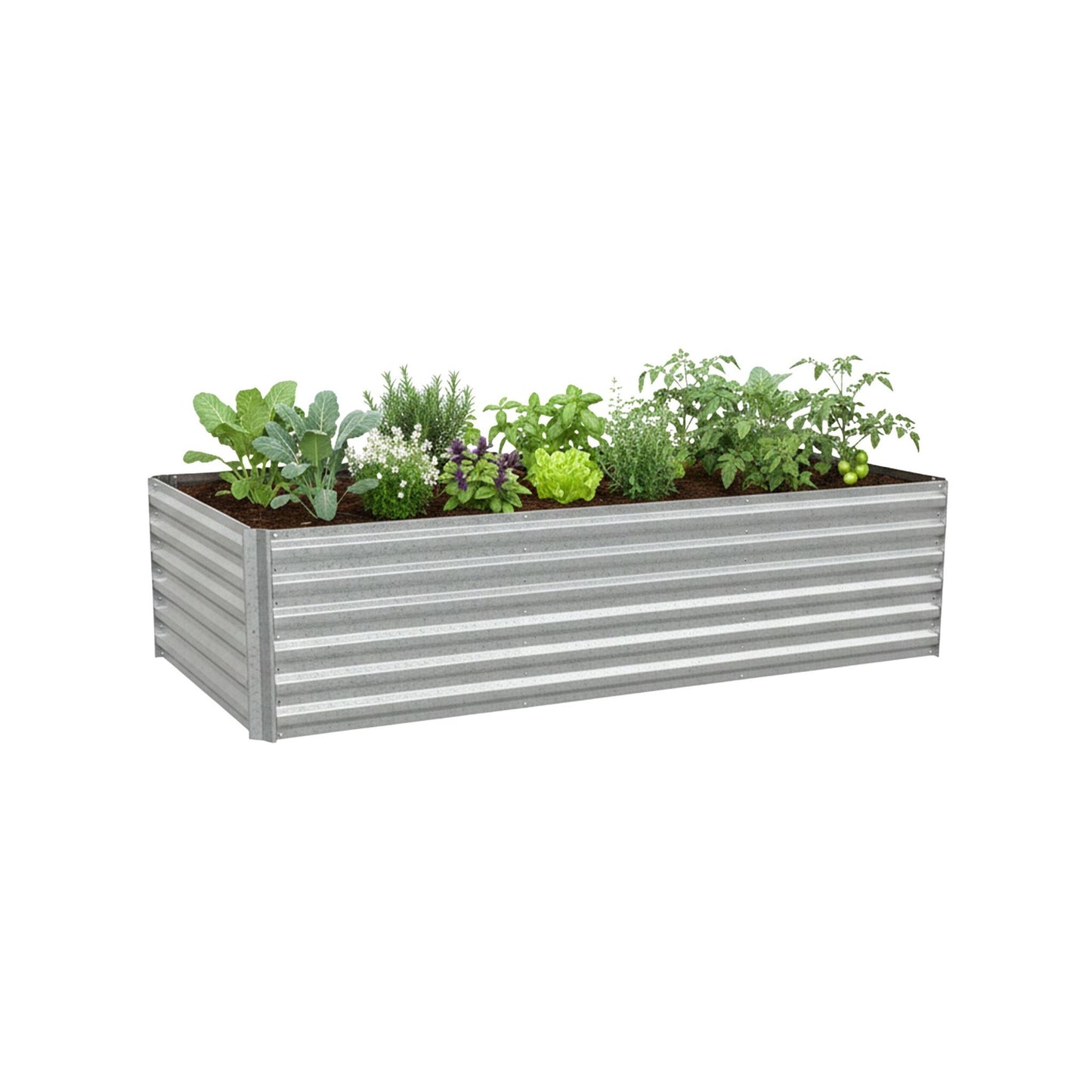 Metal Raised Garden Bed, Galvanized Steel, 57x240x90cm