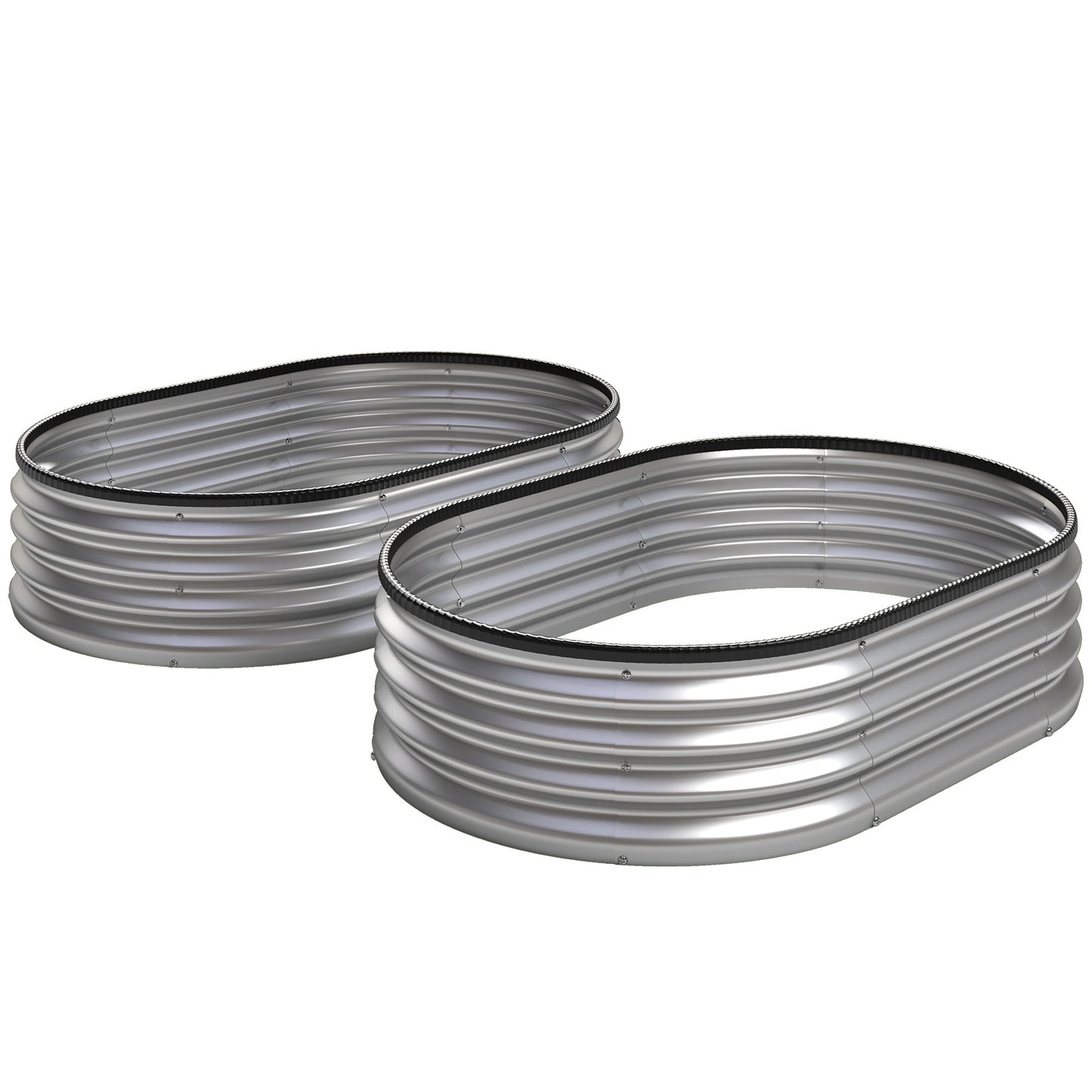Metal Raised Garden Bed Set, 135x90x30 cm, Oval, 2-Pack