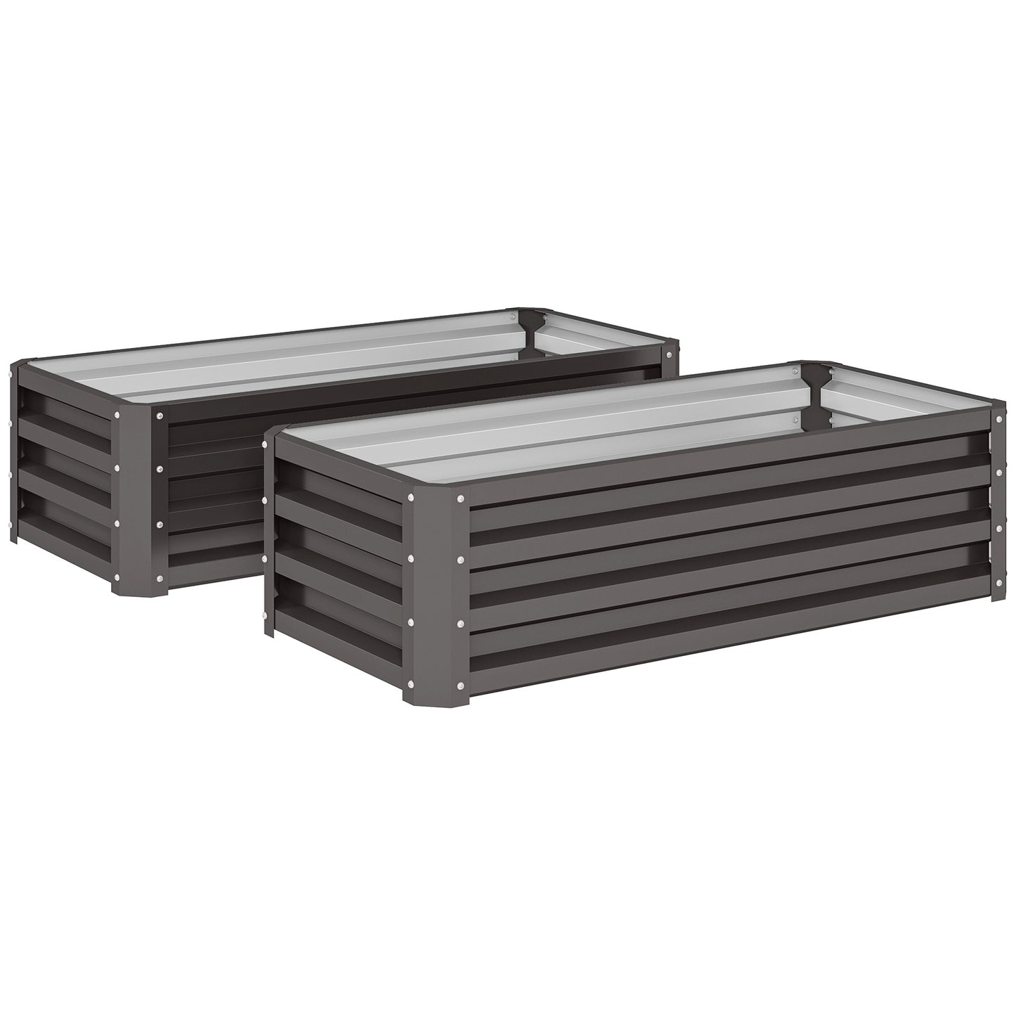 Metal Raised Garden Bed Set of 2, Open Base, 110x50x30cm