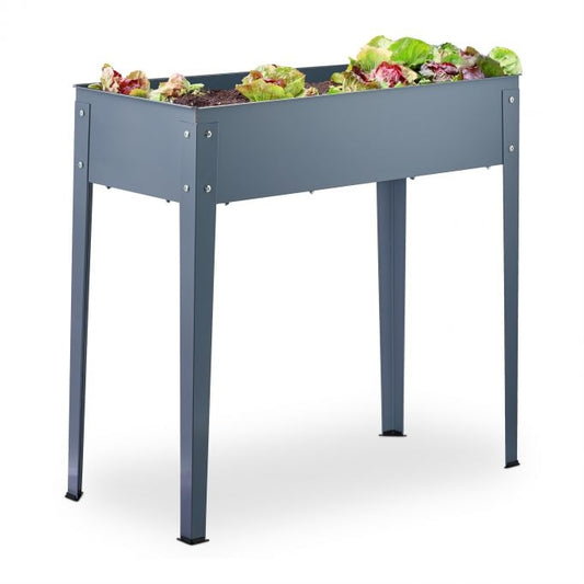 Metal Raised Planter Box in Grey