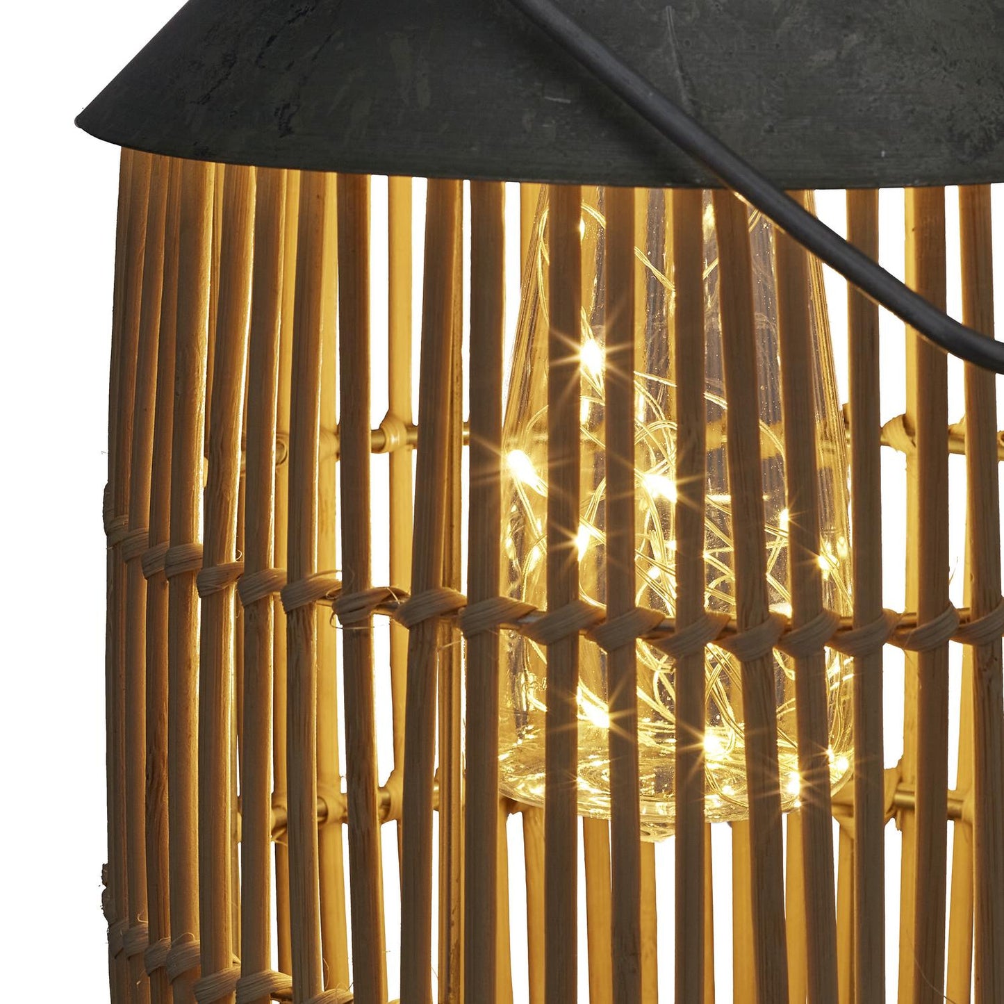 Metal & Rattan Solar Lamp