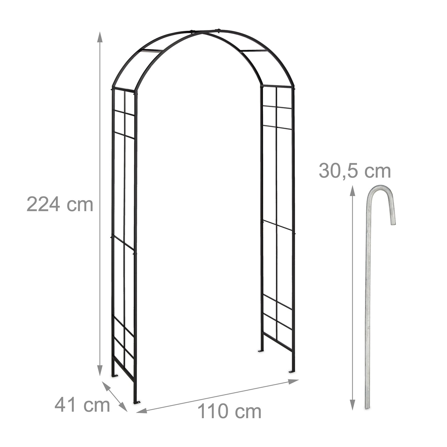Metal Rose Arch in Black