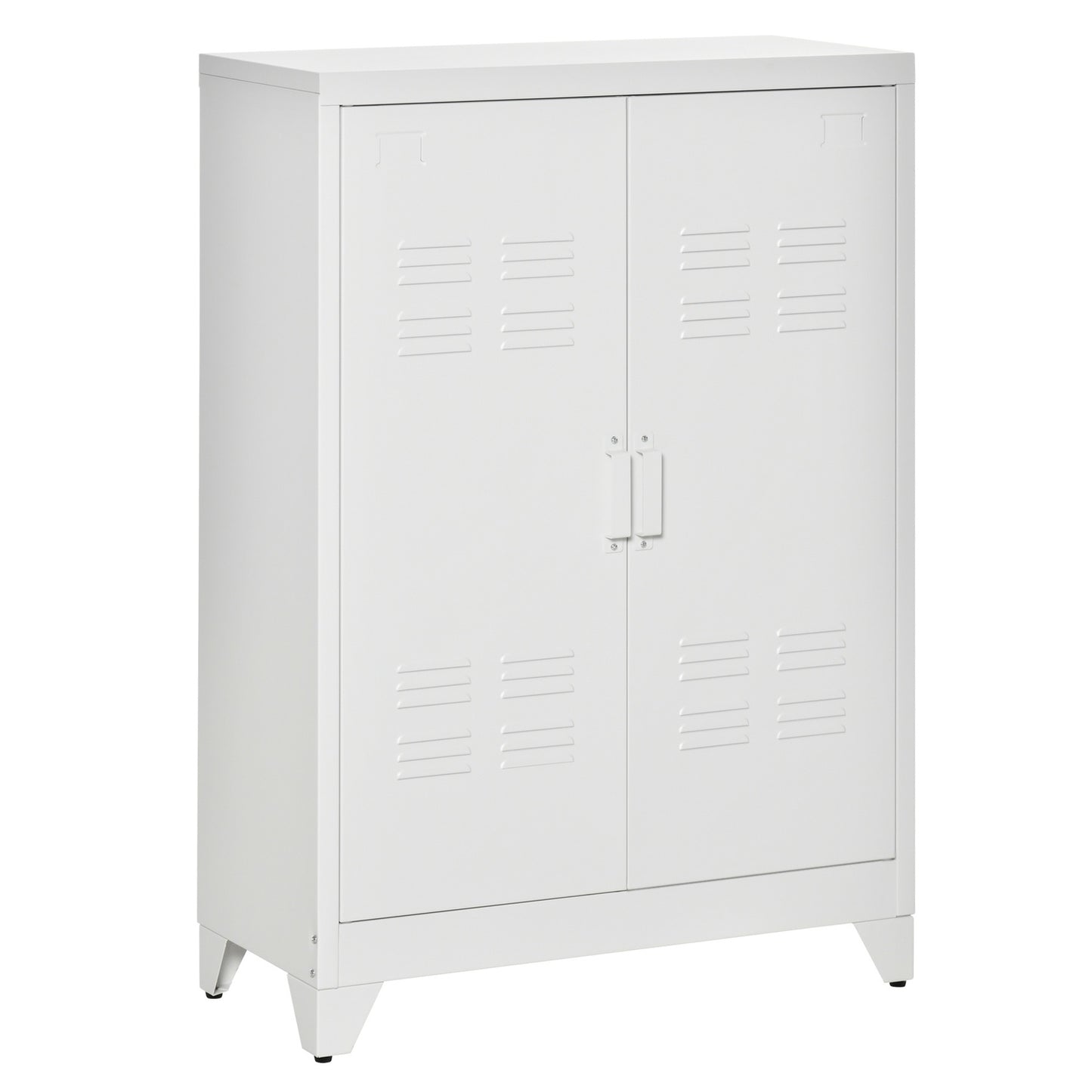 Metal Storage Cabinet, Ventilated Doors, 75x33x110 cm, White