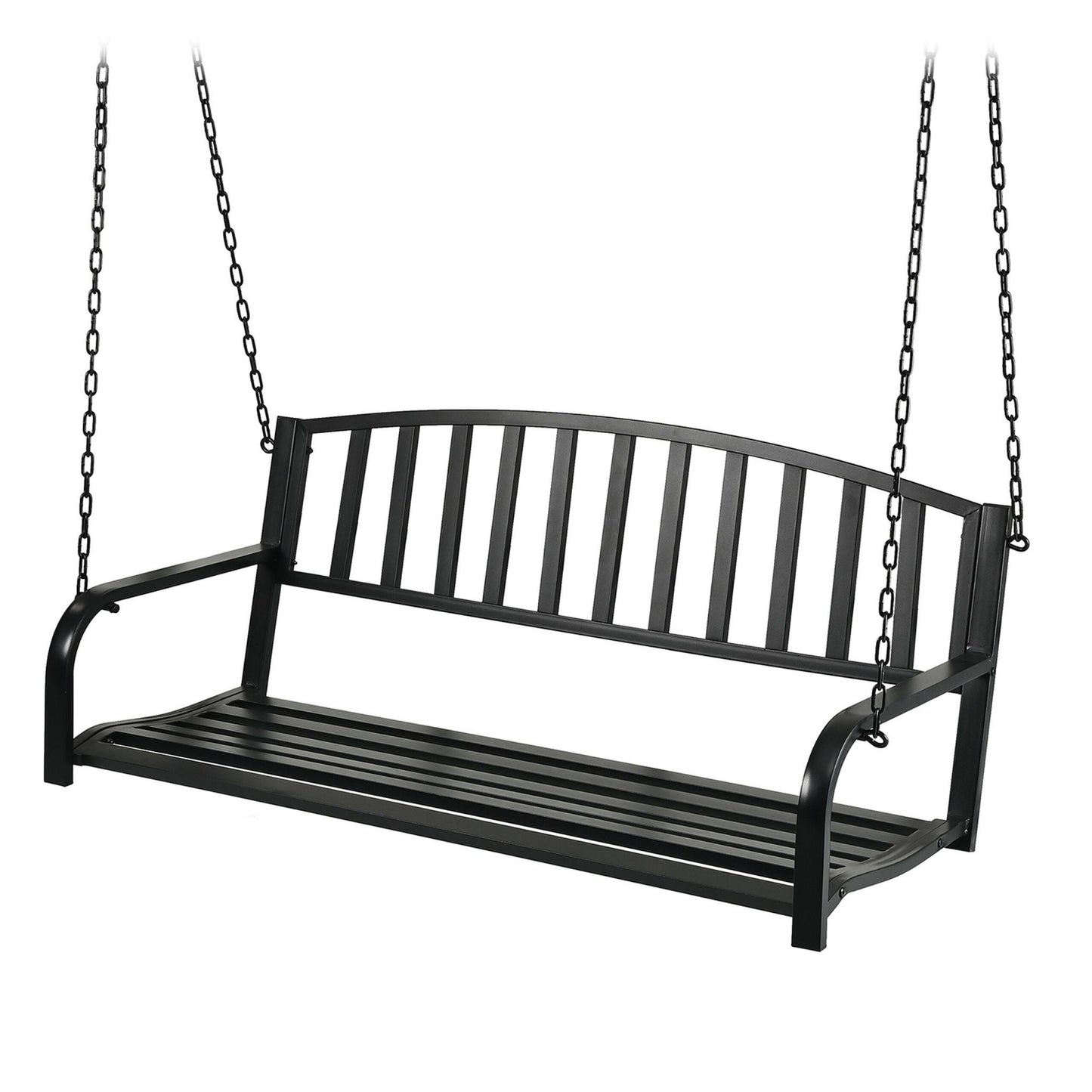 Metal Swing Bench for 2 – Armrests, Curved Seat