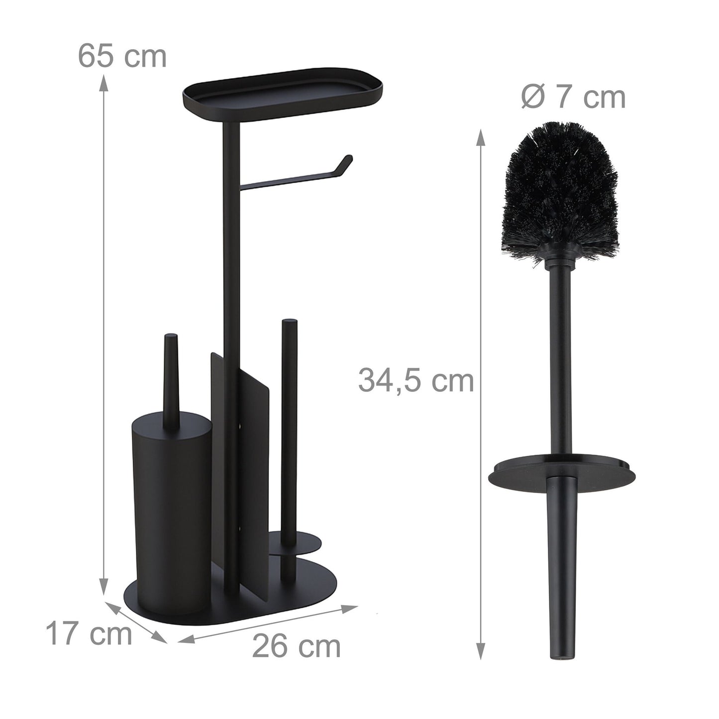 Metal Toilet Paper Holder with Brush and Shelf