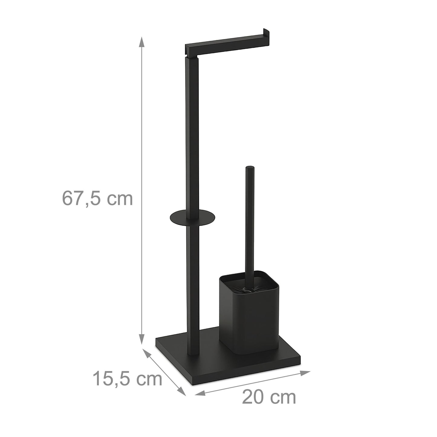 Metal Toilet Roll Holder with Brush – Freestanding Design