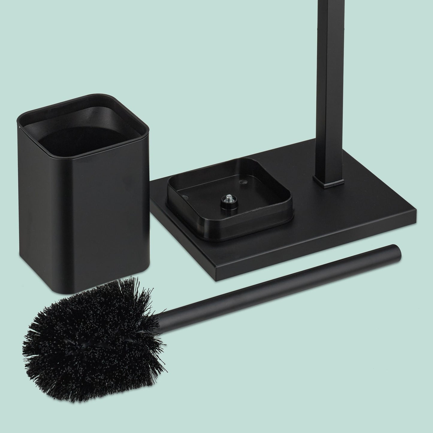 Metal Toilet Roll Holder with Brush – Freestanding Design