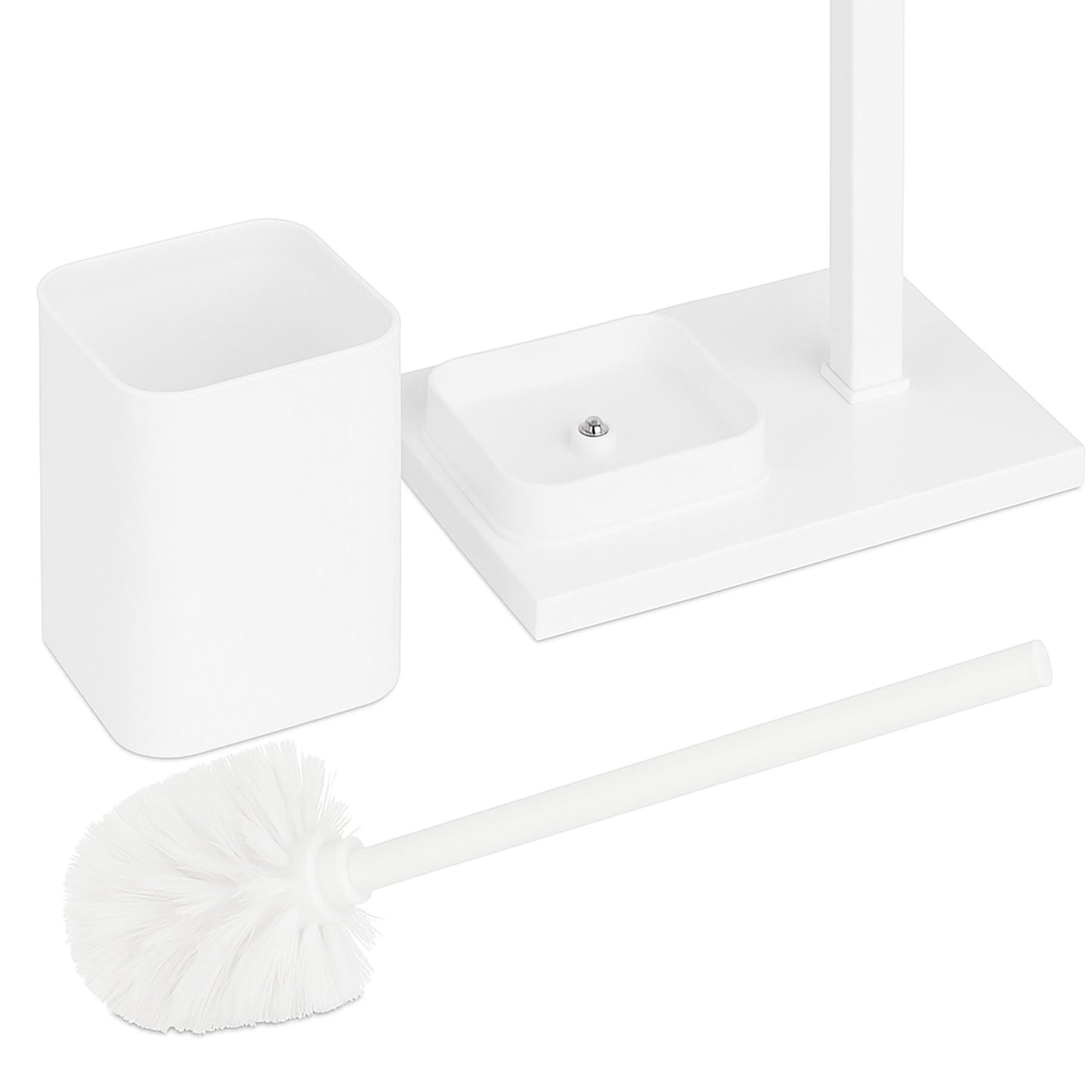 Metal Toilet Roll Holder with Brush and Storage