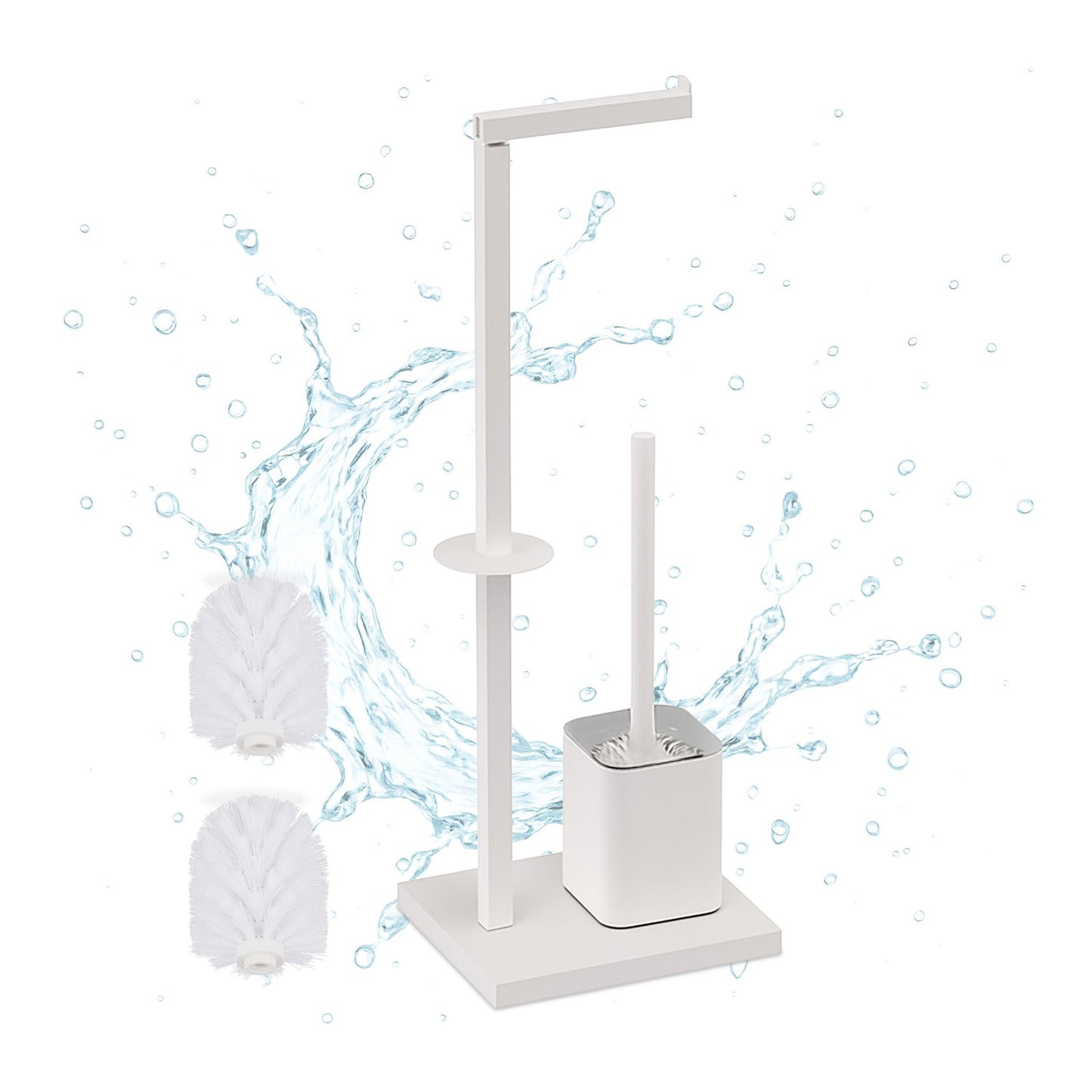 Metal Toilet Roll Holder with Brush and Storage