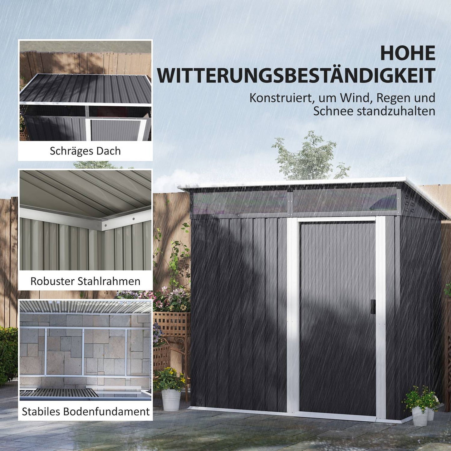 Metal tool shed 1.9 m² with sliding door and window