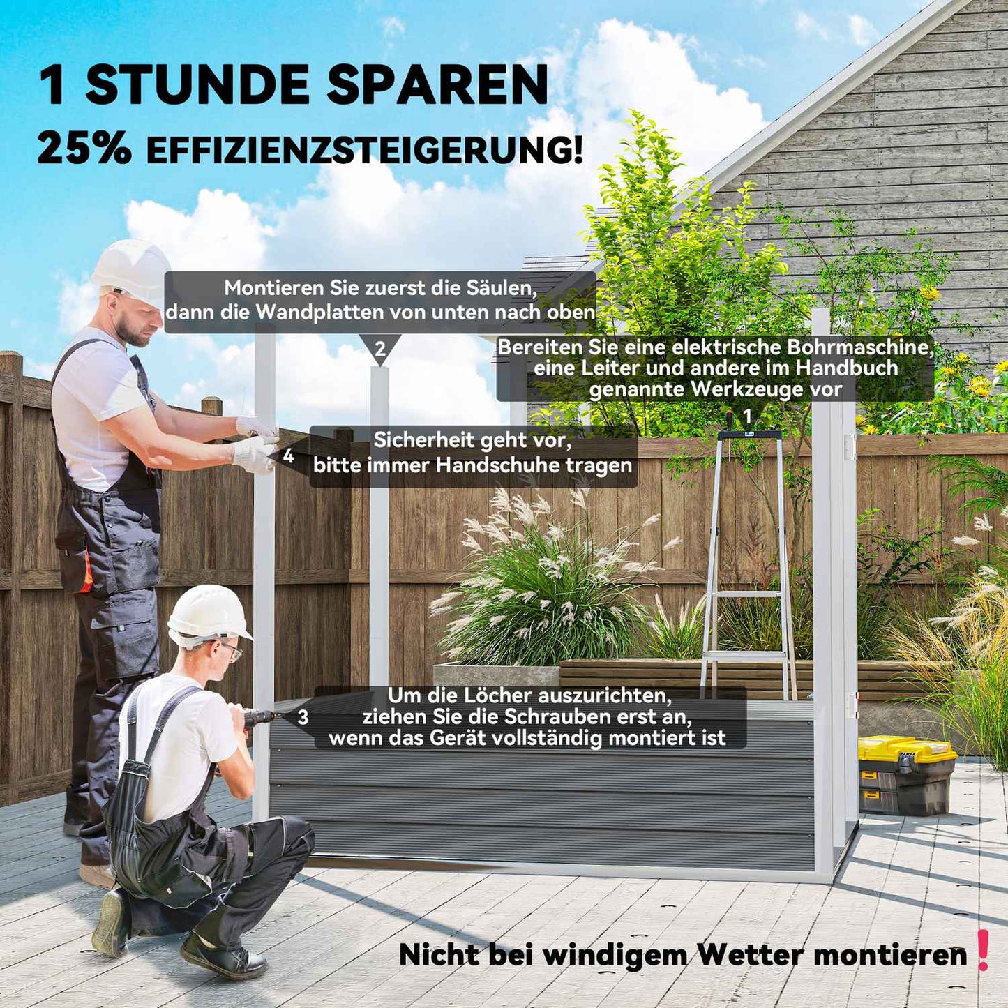Metal tool shed, 2.3 m², lockable, weatherproof, gray