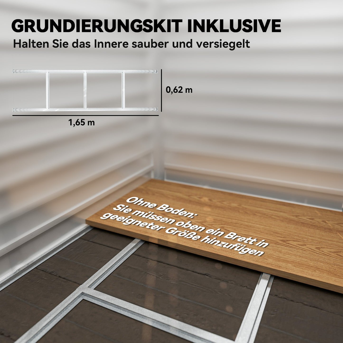 Metal tool shed, 2.3 m², lockable, weatherproof, gray