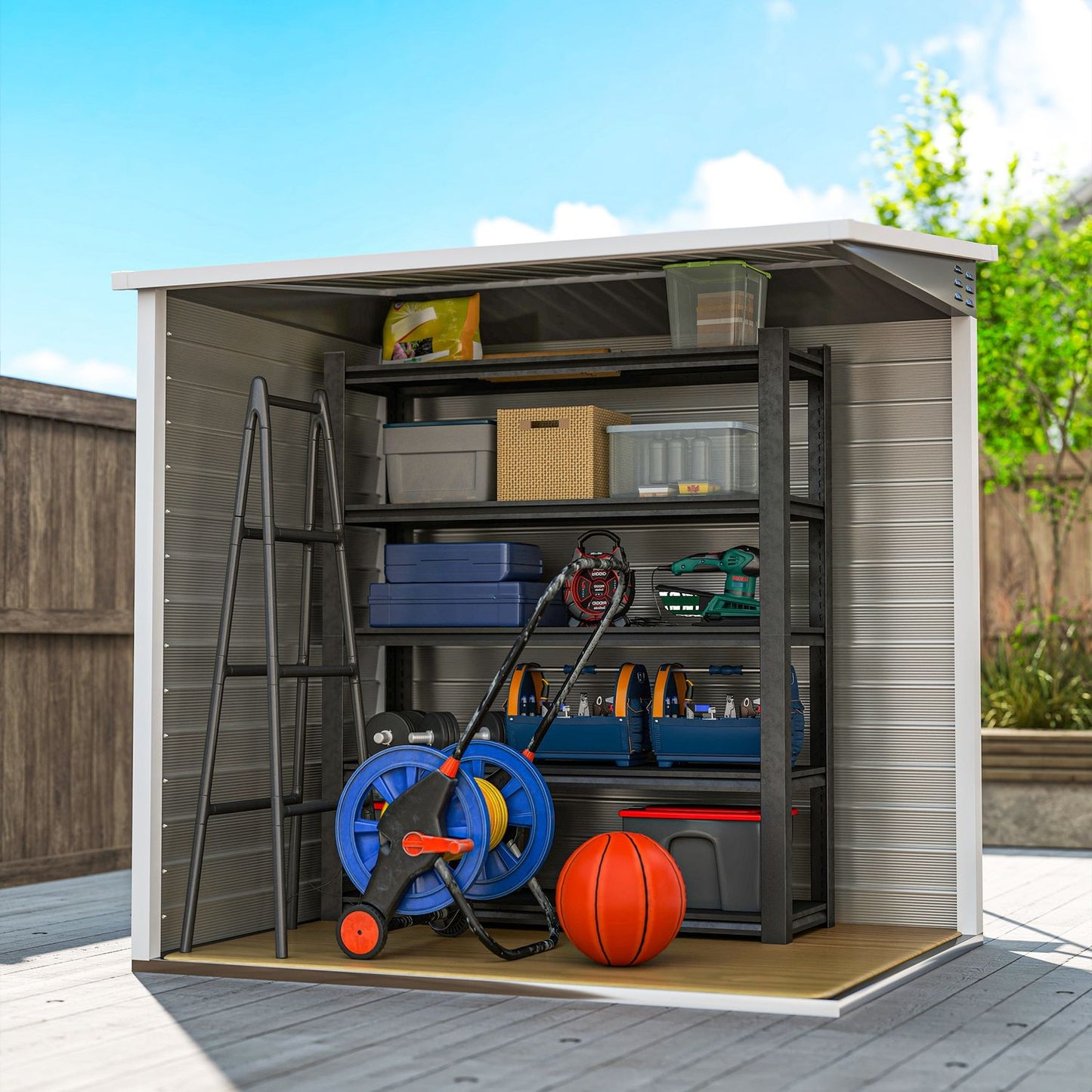 Metal tool shed, 2.3 m², lockable, weatherproof, gray