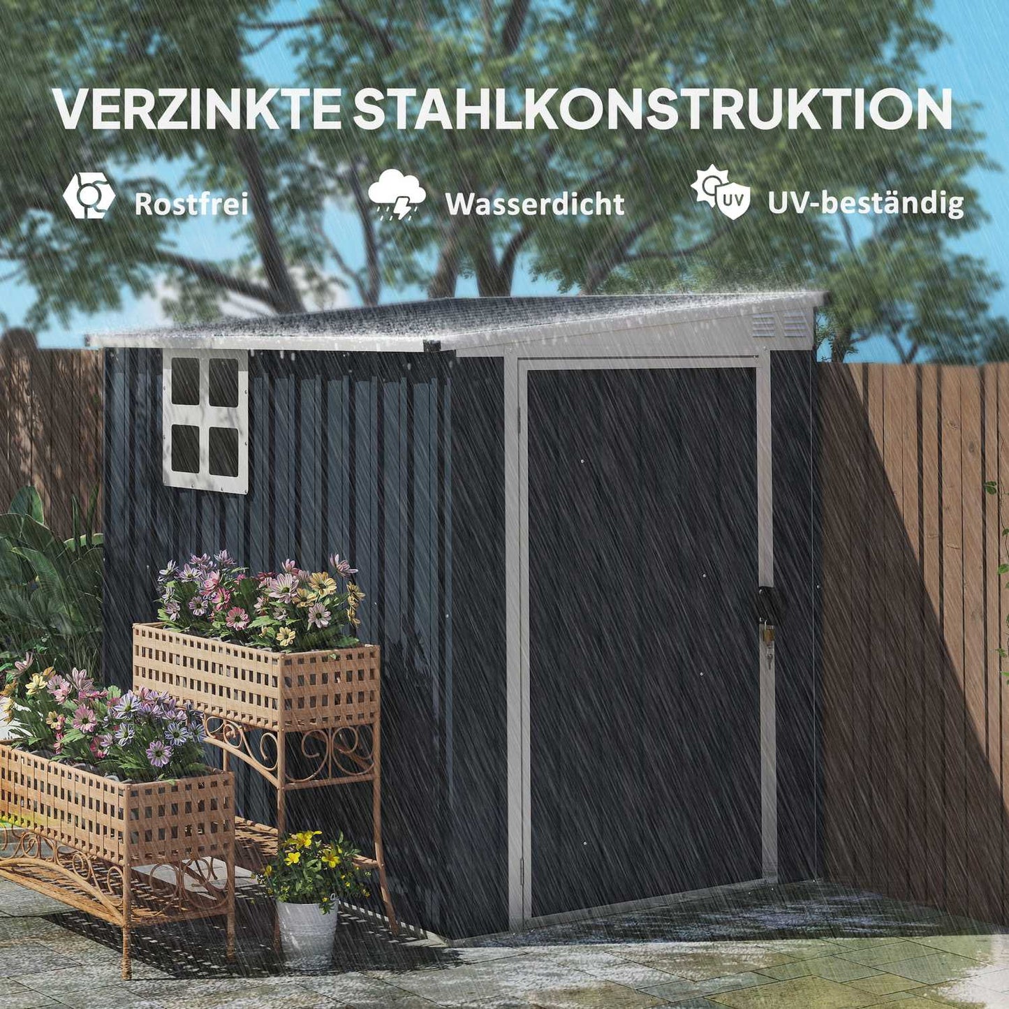 Metal tool shed 2.7 m² - weatherproof with window and lock