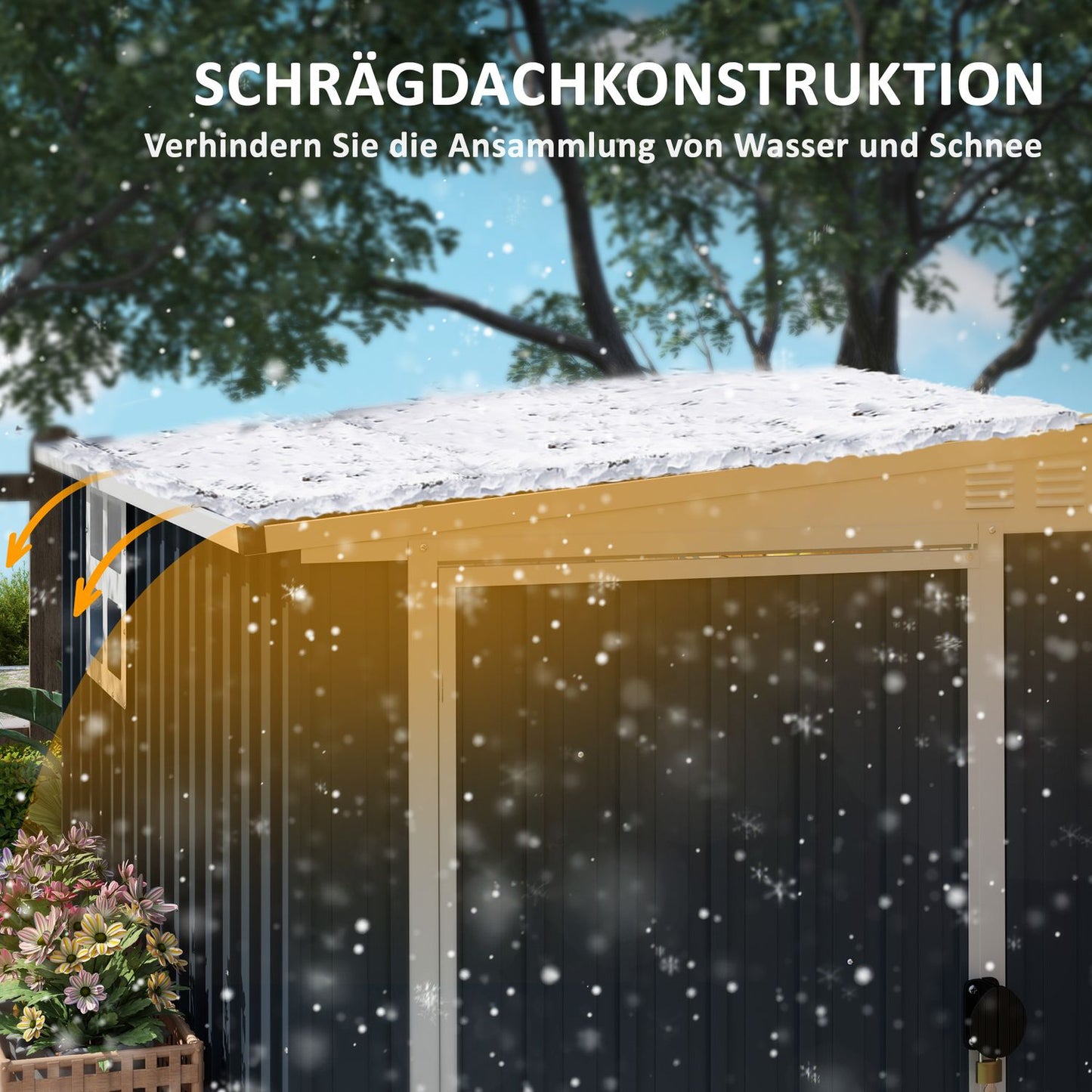 Metal tool shed - 2.7 m², roof, weatherproof