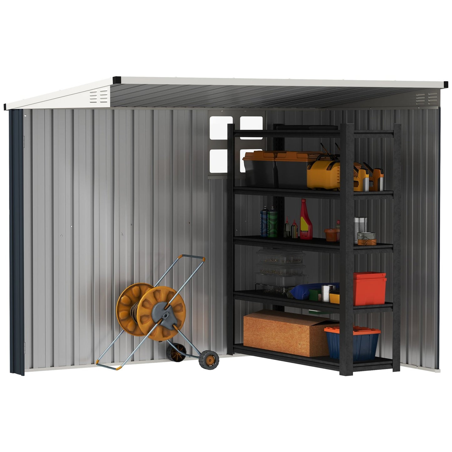 Metal tool shed - 2.7 m², roof, weatherproof