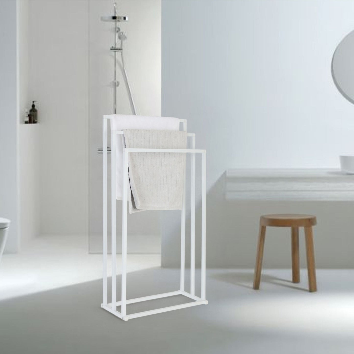 Metal Towel Stand, 3-Bar, Freestanding Design