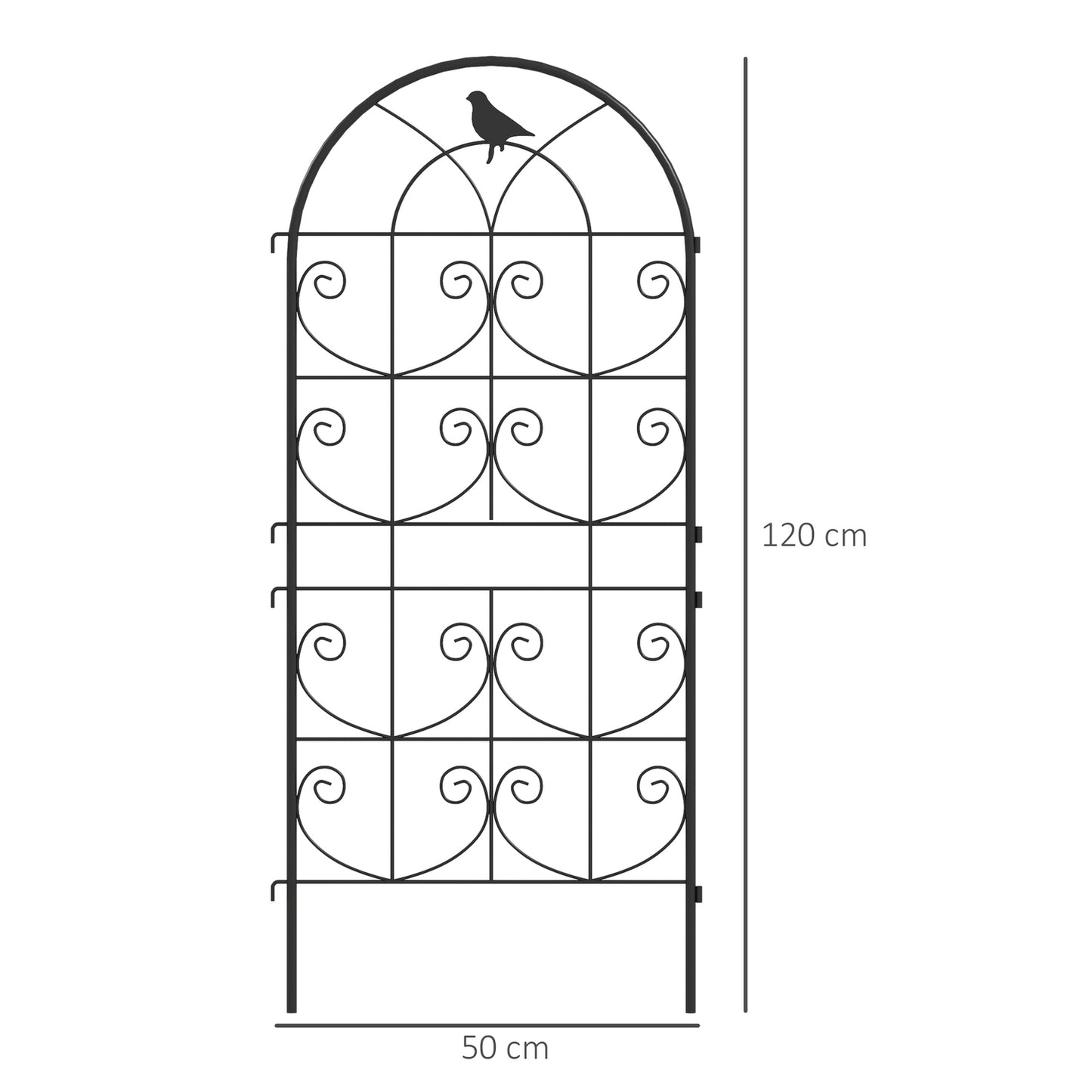 Rustproof metal bird design trellis set, 50x120 cm, 2-pack
