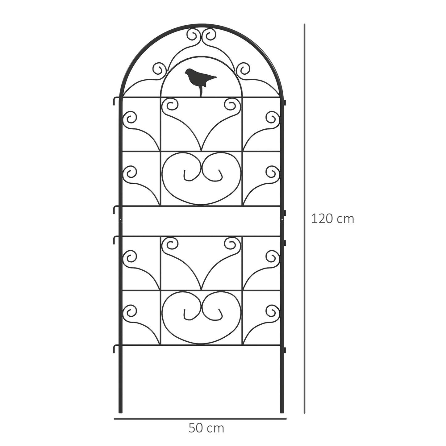 Rust-proof metal trellis set for climbing plants, 50x120 cm
