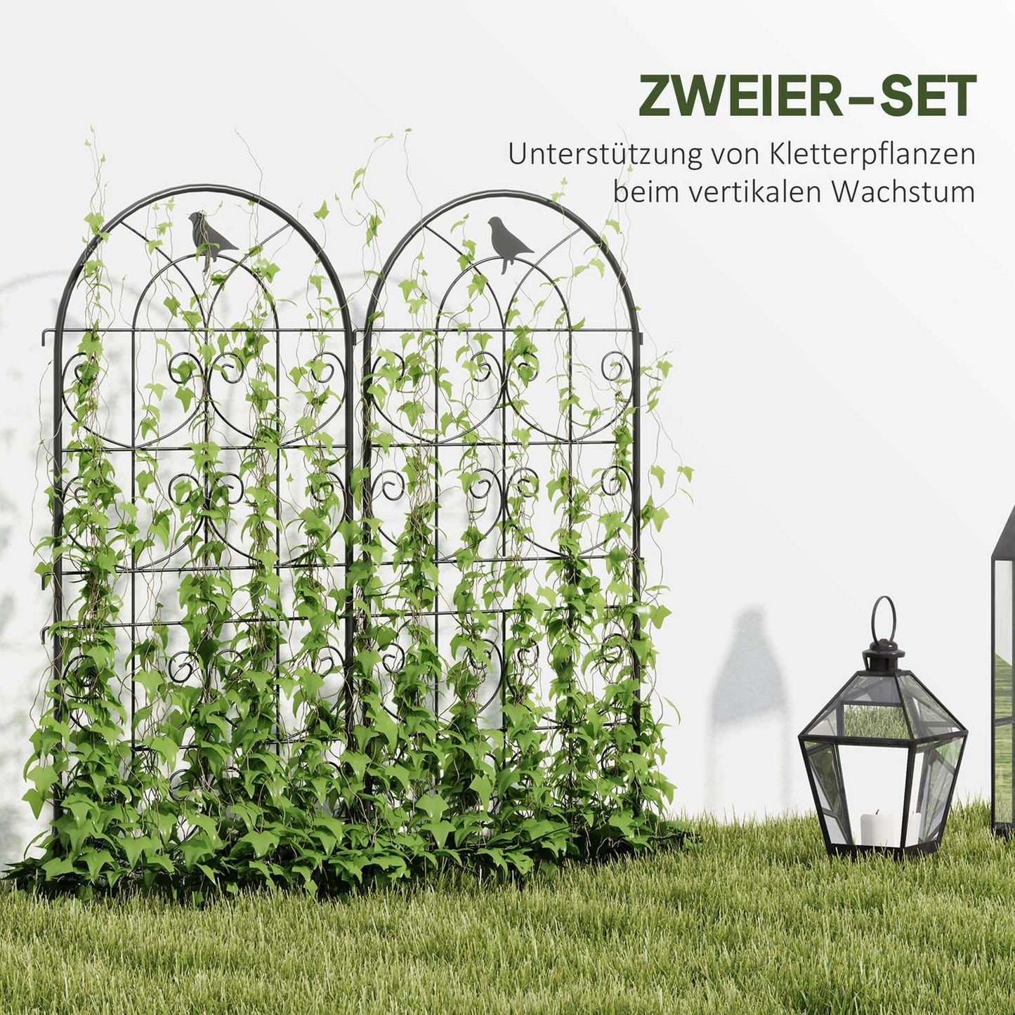 Rustproof metal bird design trellis set, 50x120 cm, 2-pack