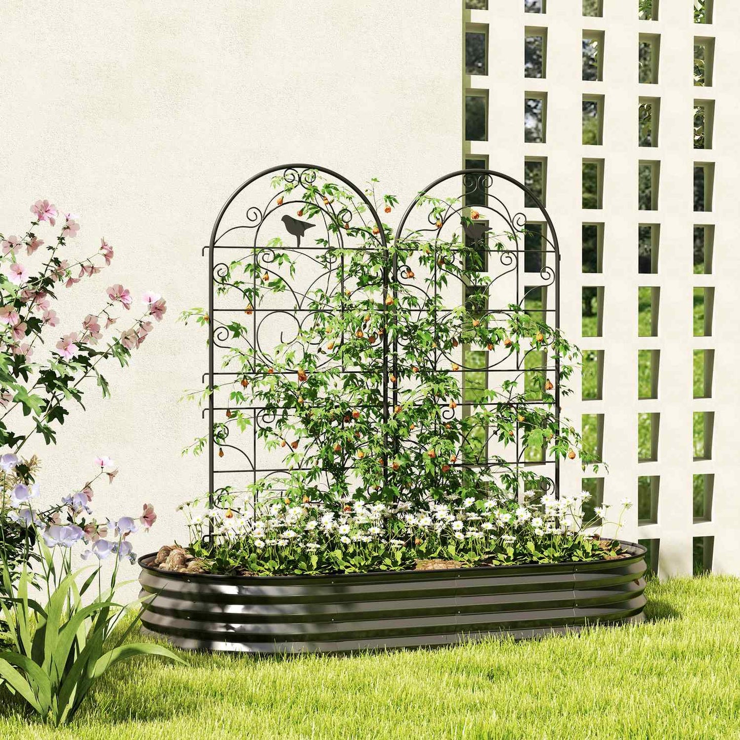 Rust-proof metal trellis set for climbing plants, 50x120 cm