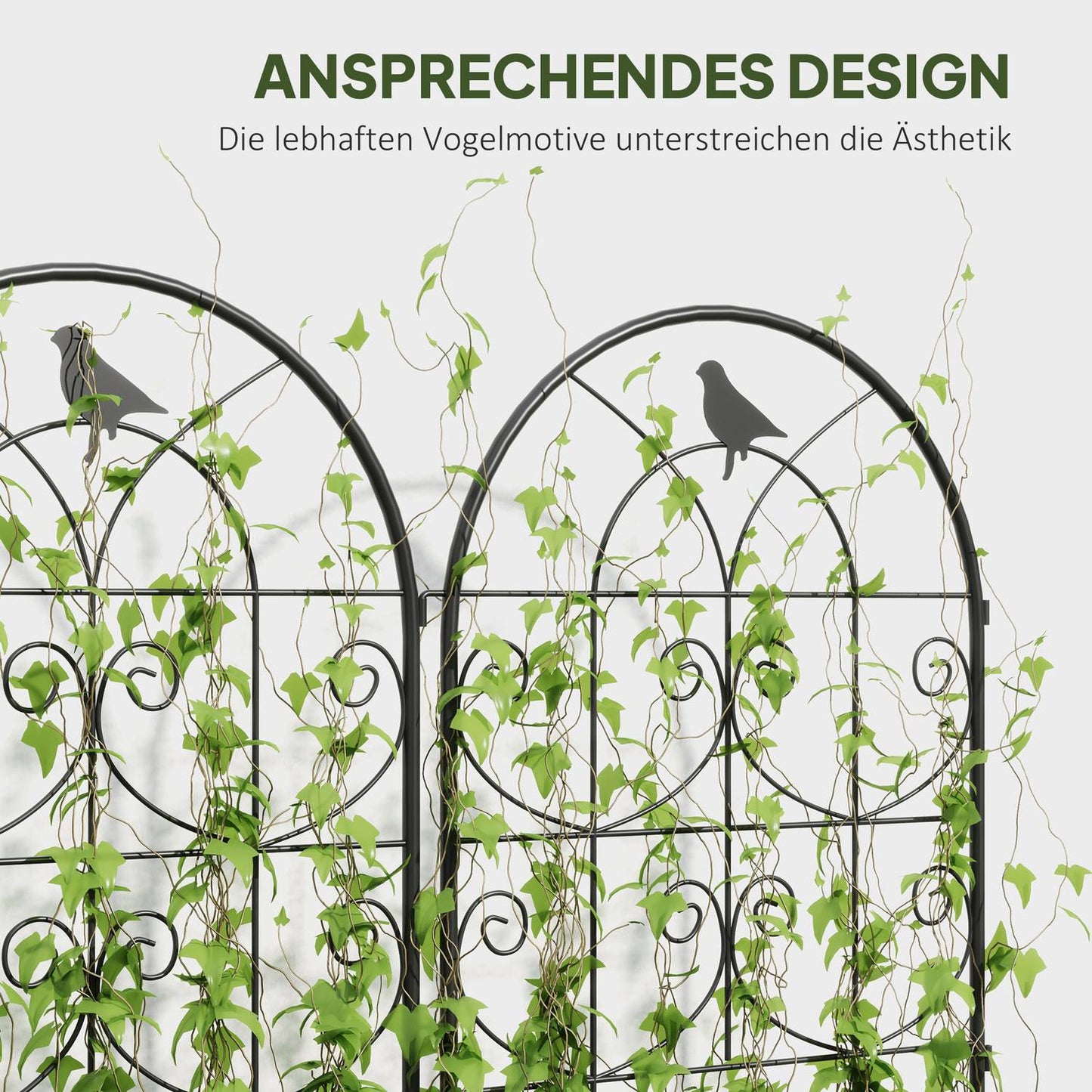 Rustproof metal bird design trellis set, 50x120 cm, 2-pack