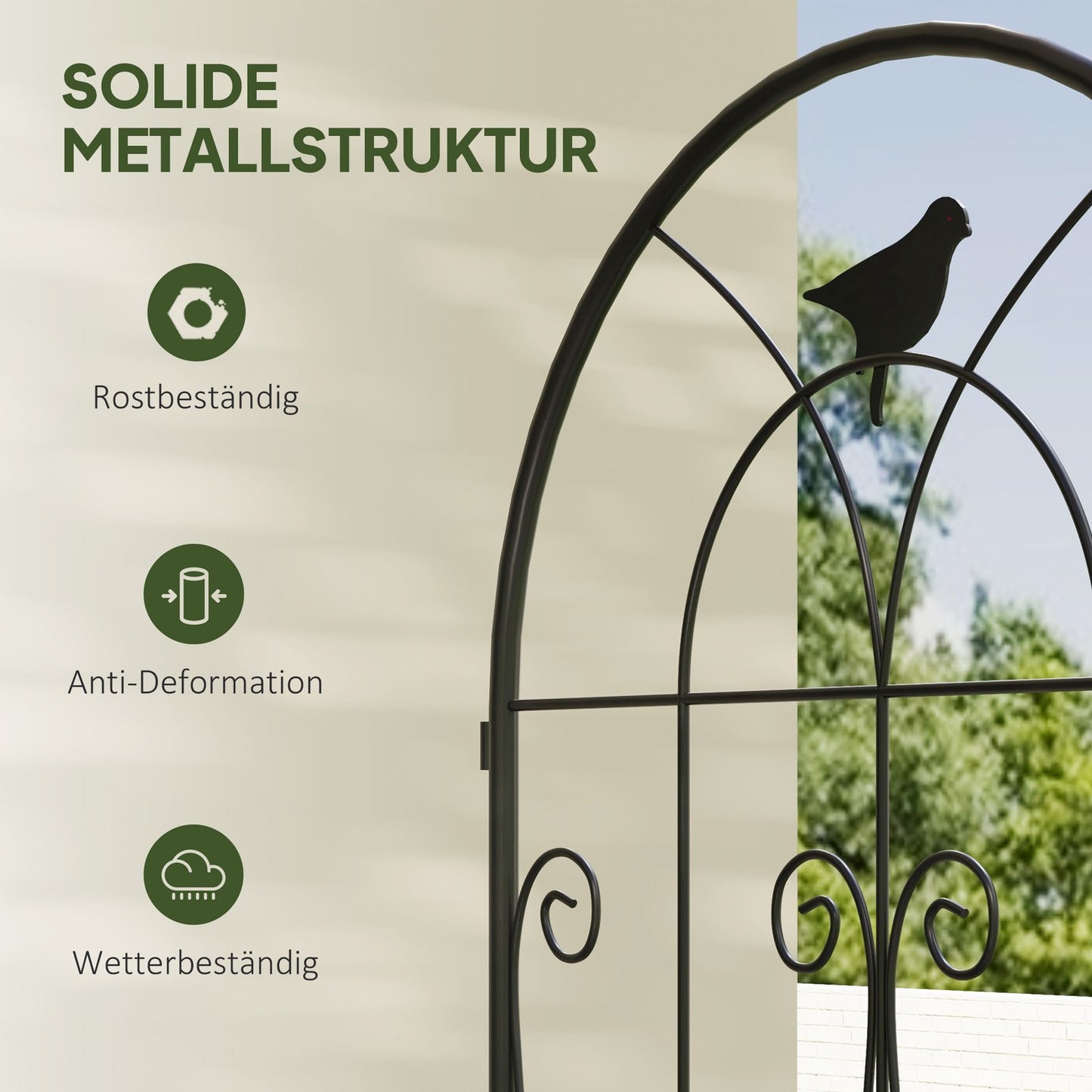 Rustproof metal bird design trellis set, 50x120 cm, 2-pack
