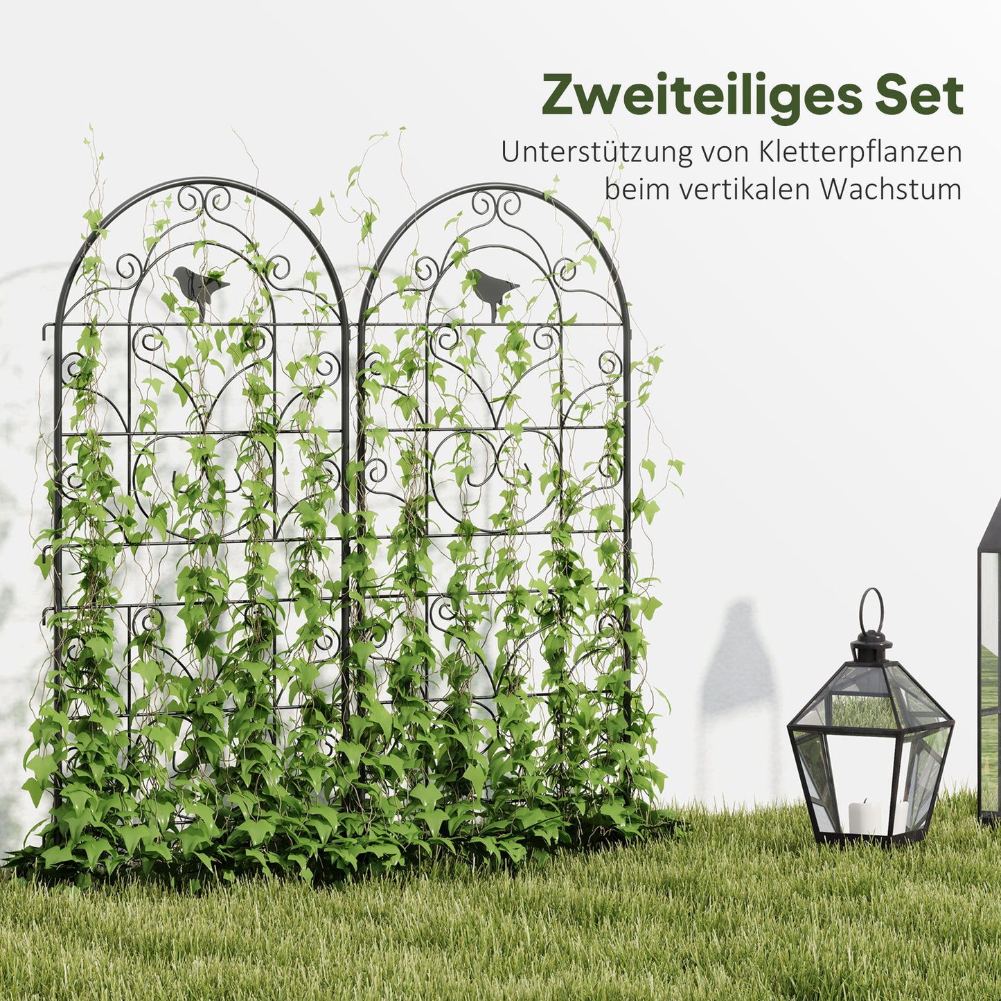 Rust-proof metal trellis set for climbing plants, 50x120 cm