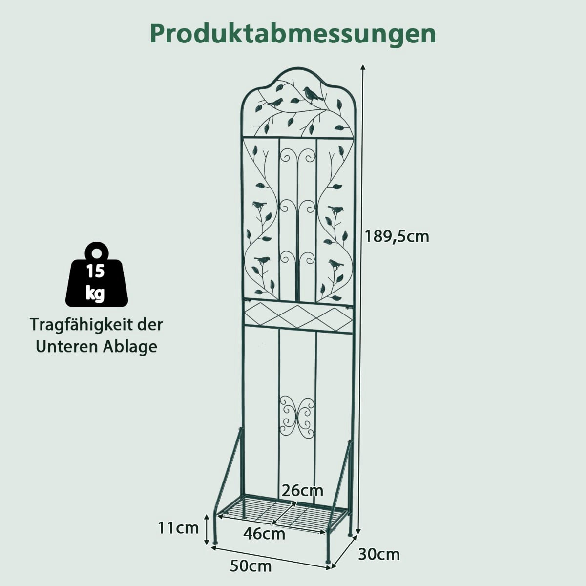 Metal Trellis with Foldable Shelf for Climbing Plants