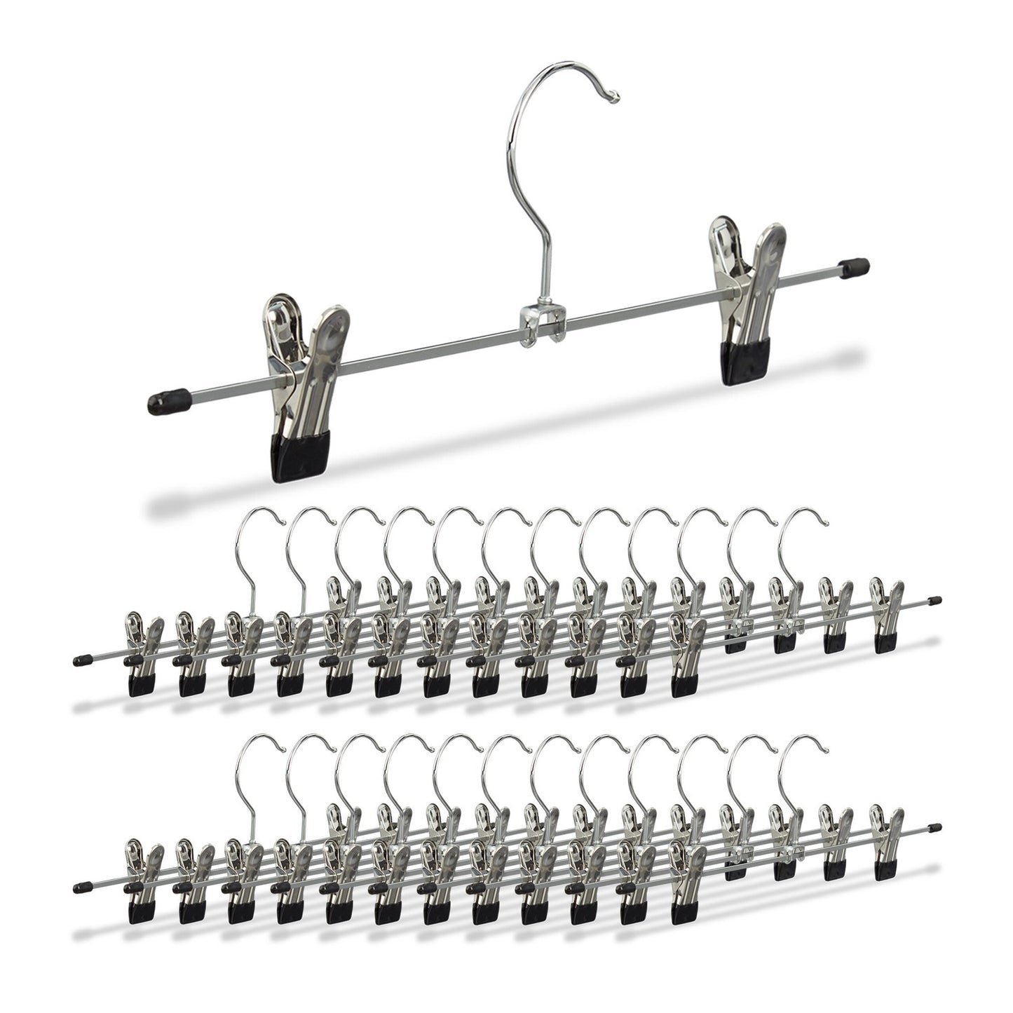 Metal Trouser Hangers, 25-Pack, Adjustable Clips