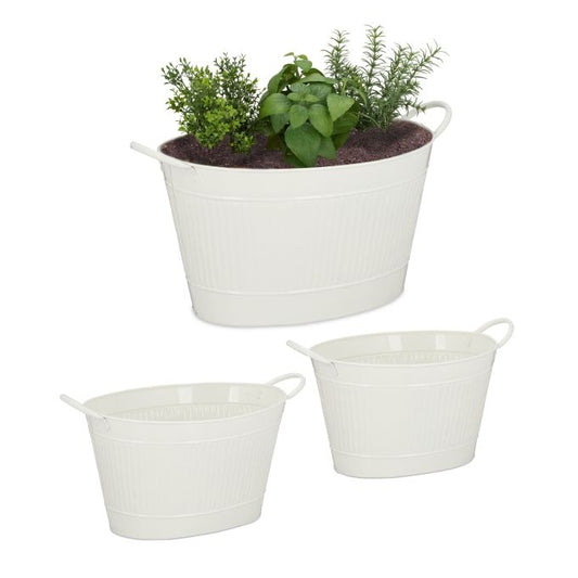 Metal Tub Zinc Look Set of 3