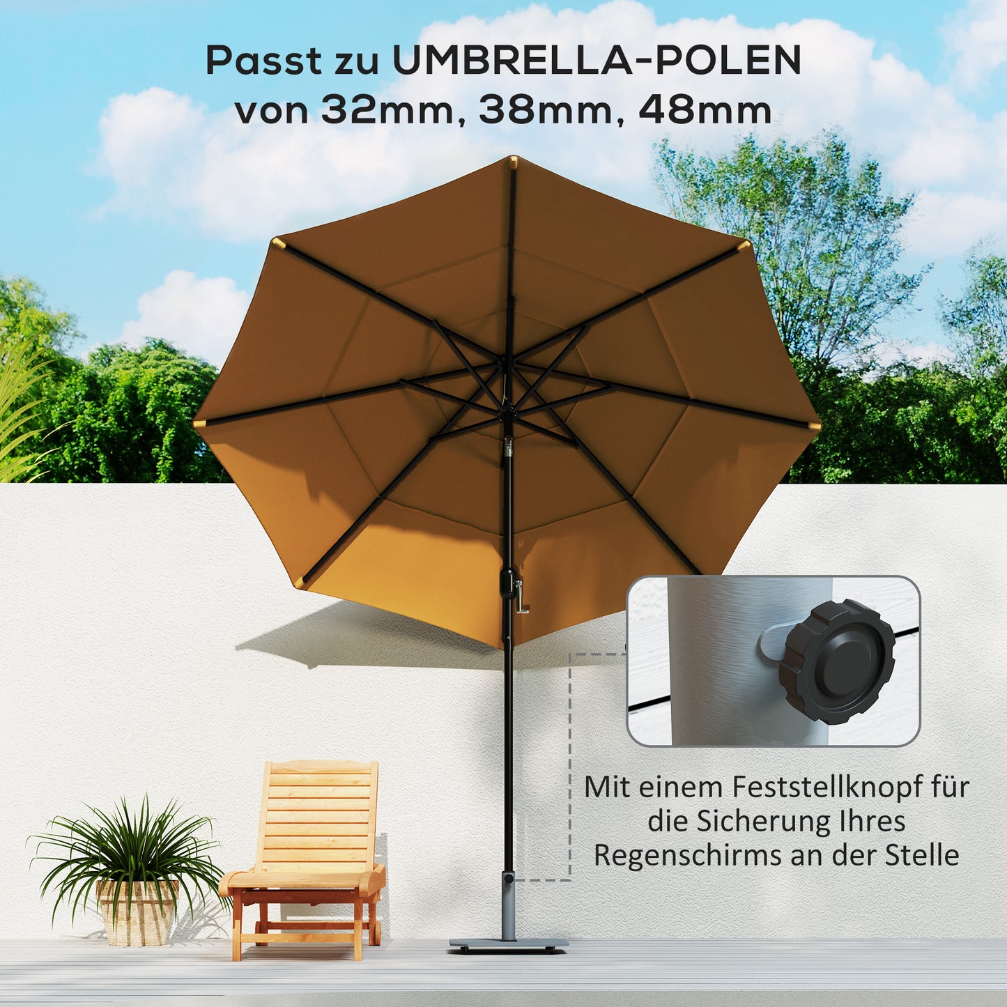 Metal Umbrella Base, 18.5 kg, Fits 32/38/48 mm Poles