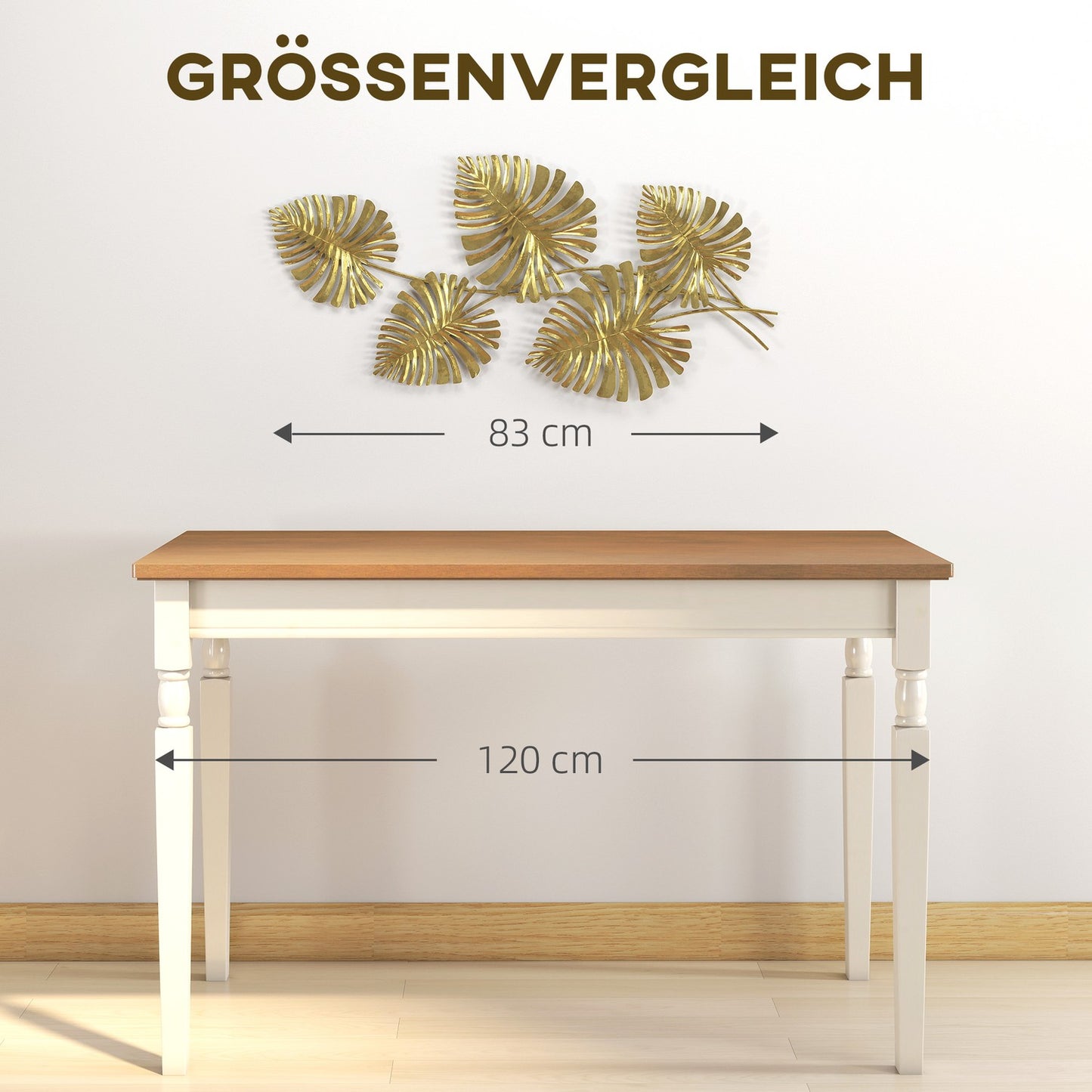 Metal Wall Decor Set, Gold Leaf Design