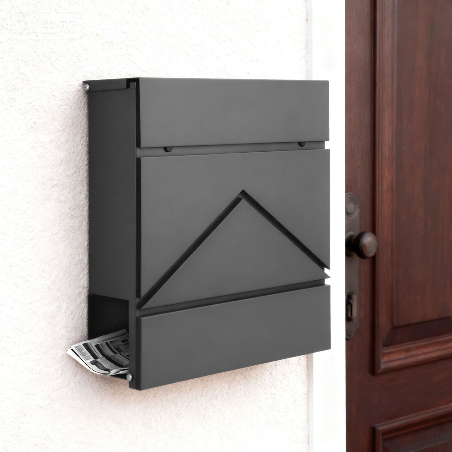 Metal Wall-Mounted Postbox with Newspaper Holder