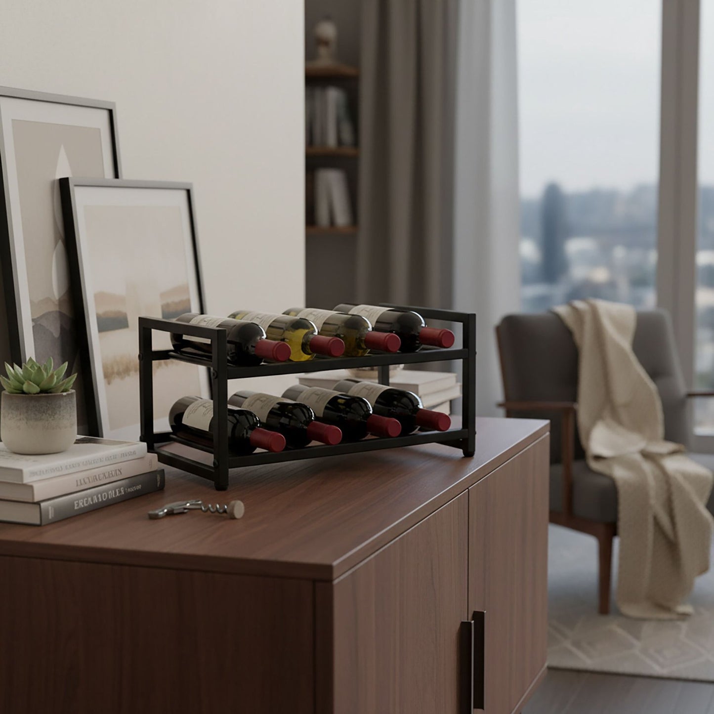 Metal Wine Rack for 8 Bottles – Horizontal Storage