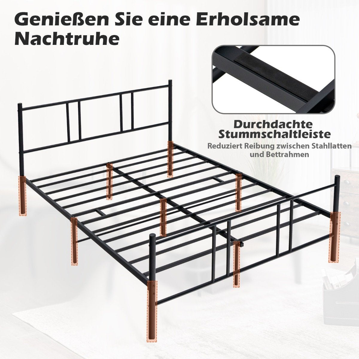 Metal bed frame platform bed frame with headboard and footboard 200 x 160 cm black