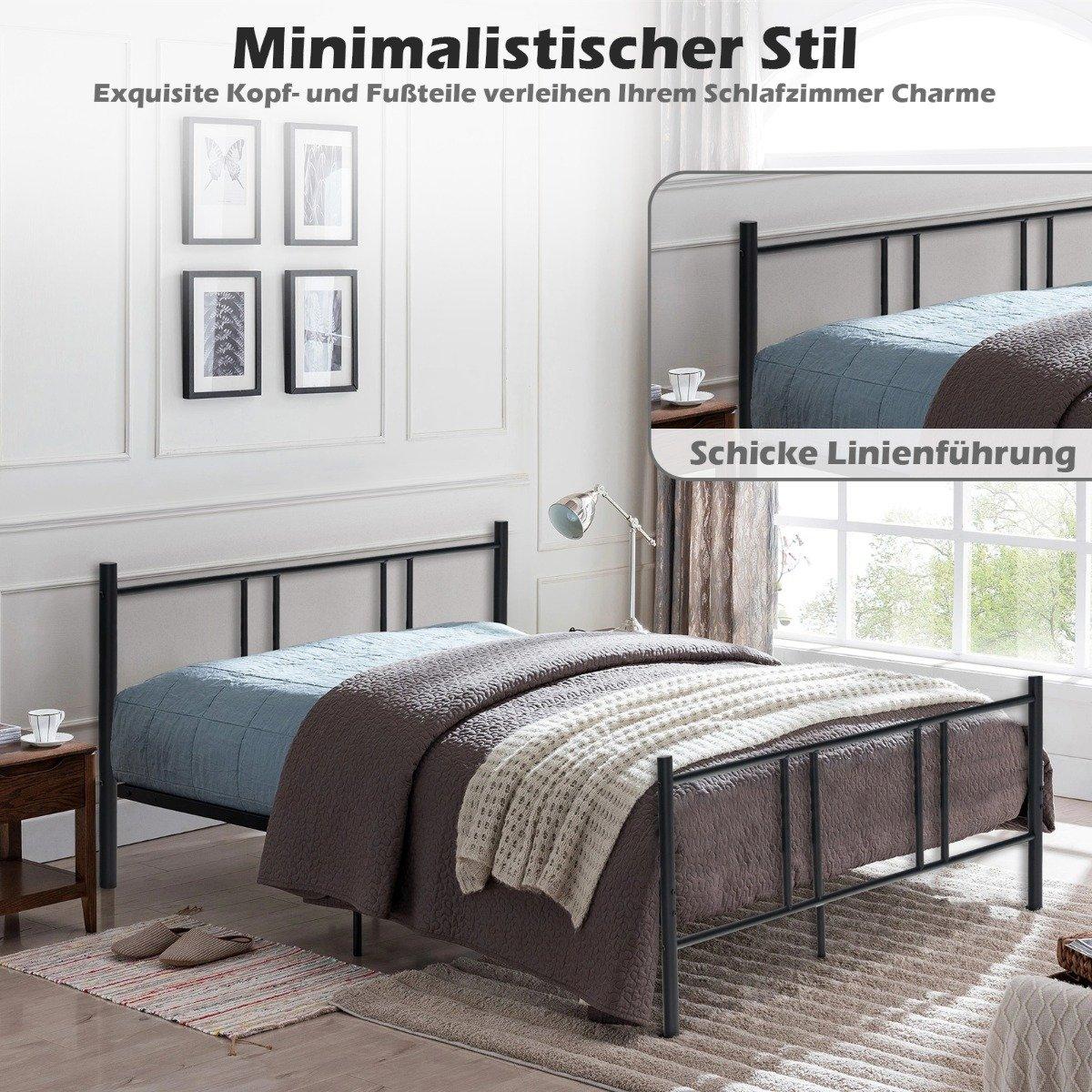 Metal bed frame platform bed frame with headboard and footboard 200 x 160 cm black