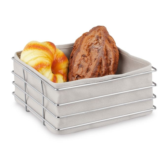 Metal bread basket with fabric cover
