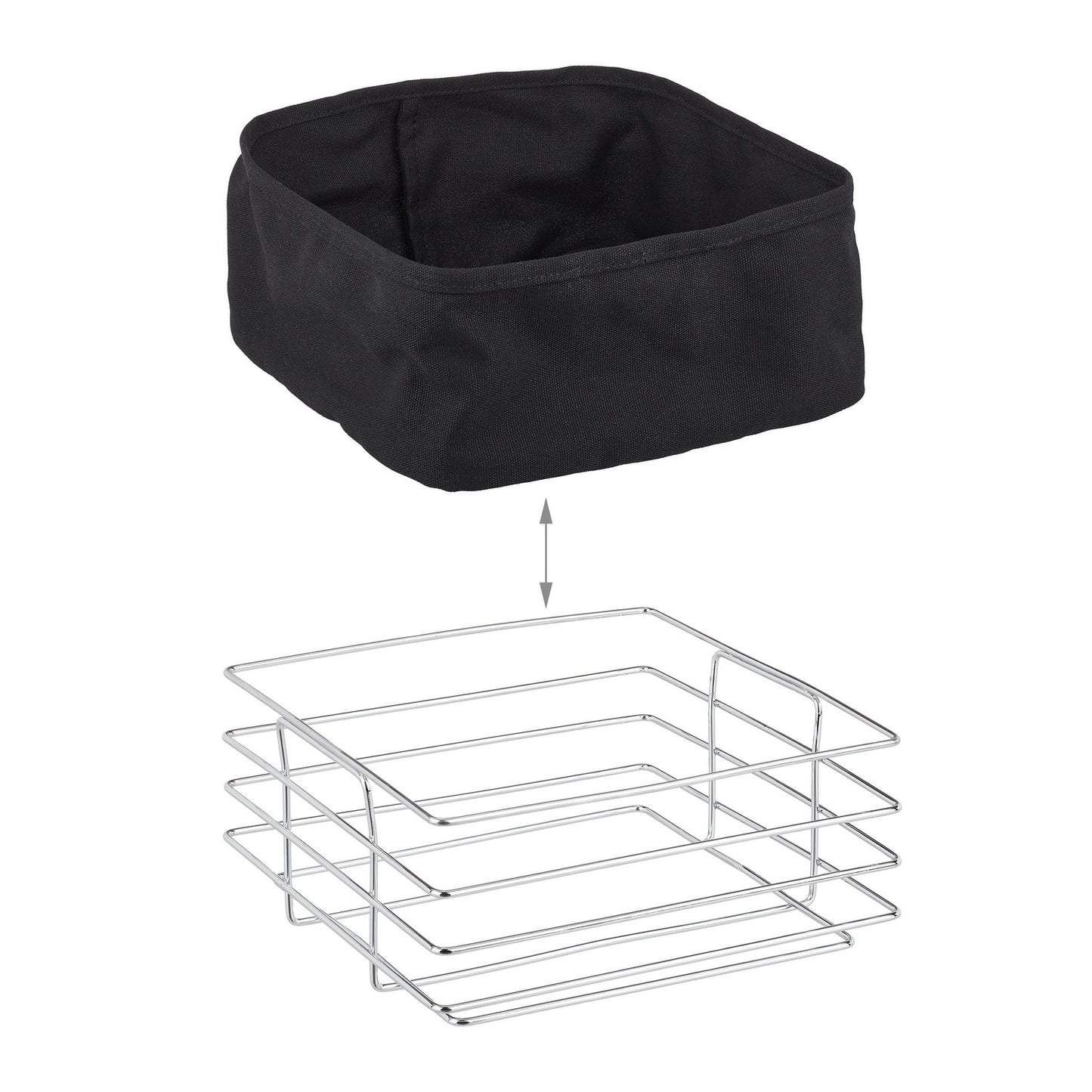 Metal bread basket with fabric cover