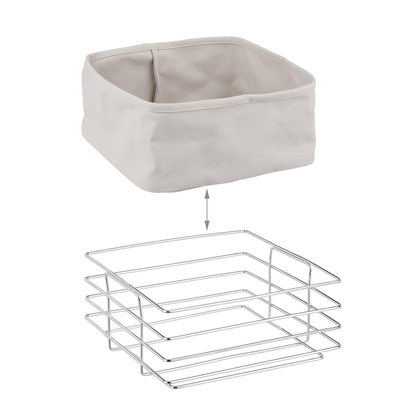 Metal bread basket with fabric cover