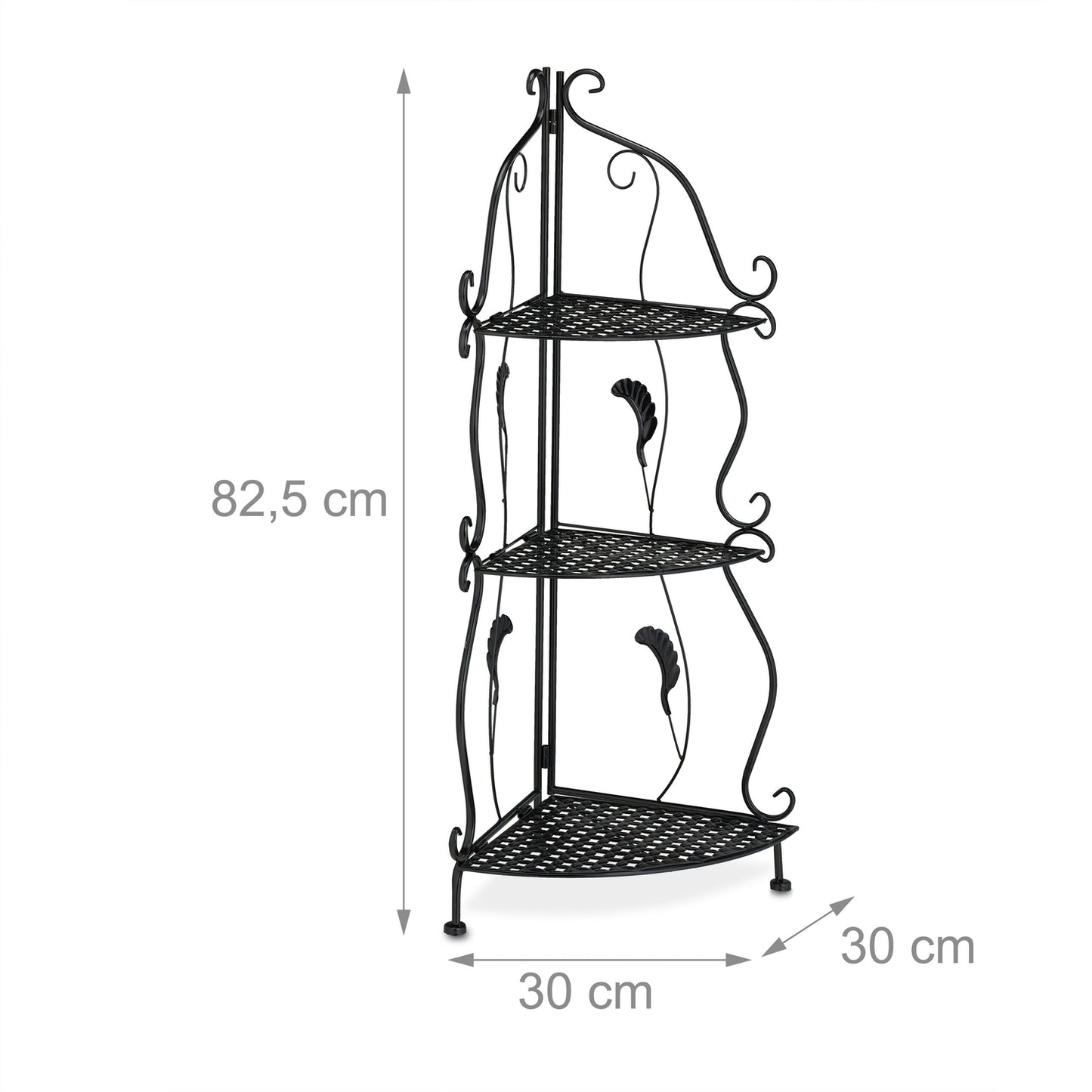 Metal corner shelf with 3 shelves