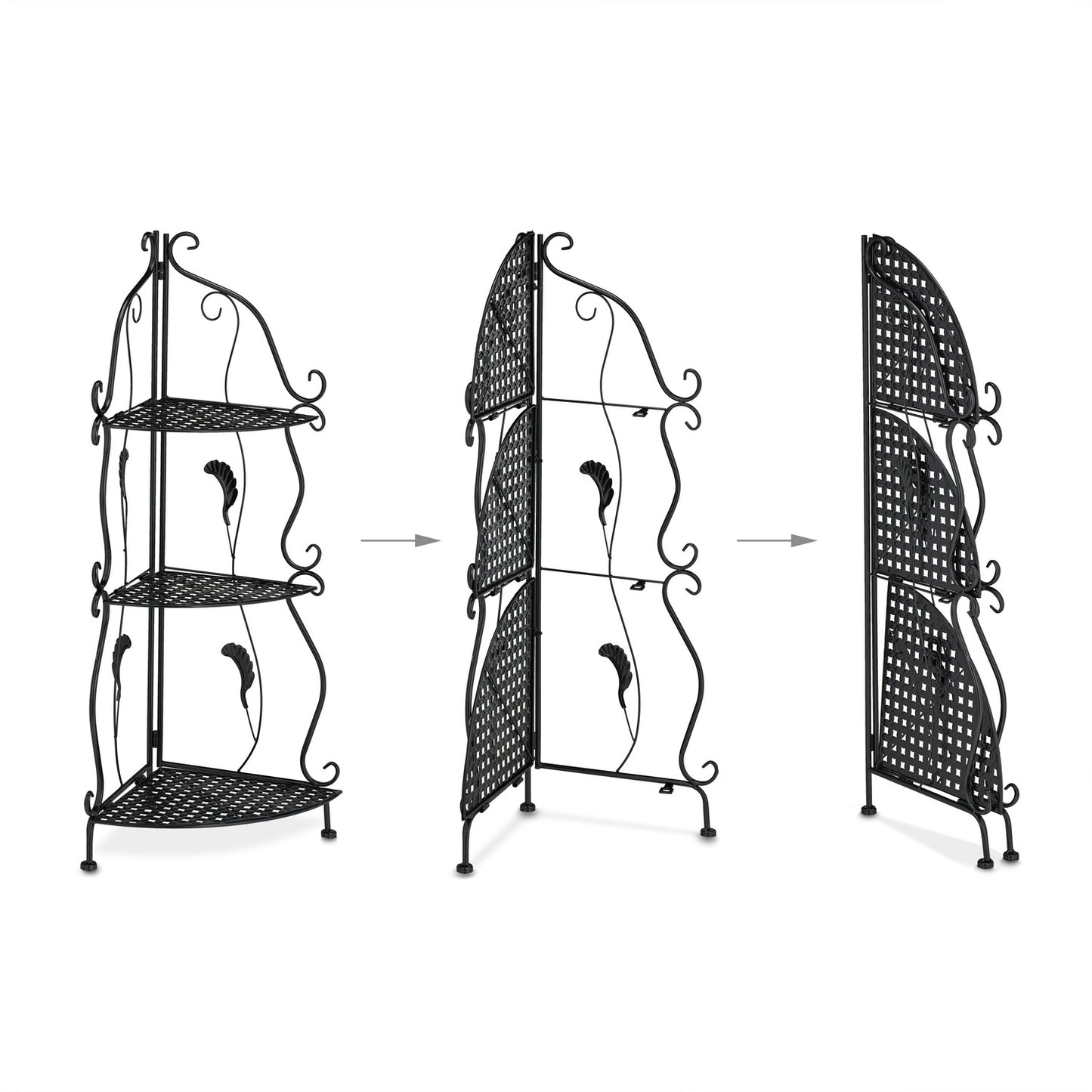 Metal corner shelf with 3 shelves