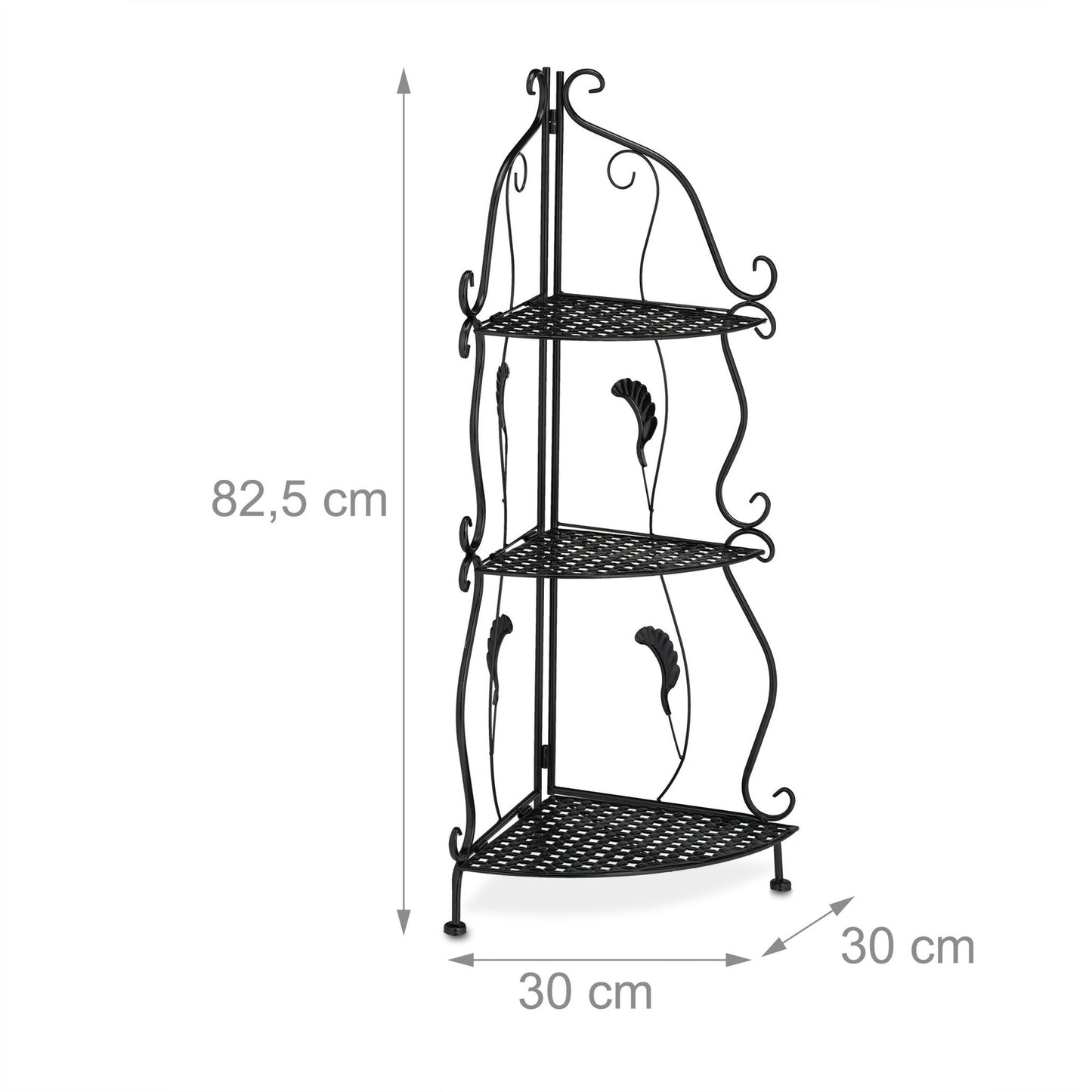 Metal corner shelf with 3 shelves
