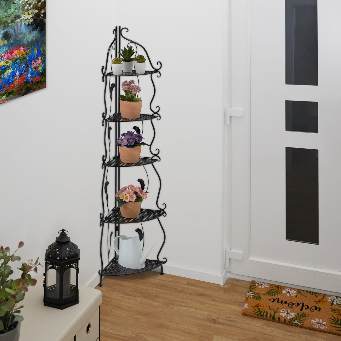 Metal corner shelf with 5 shelves