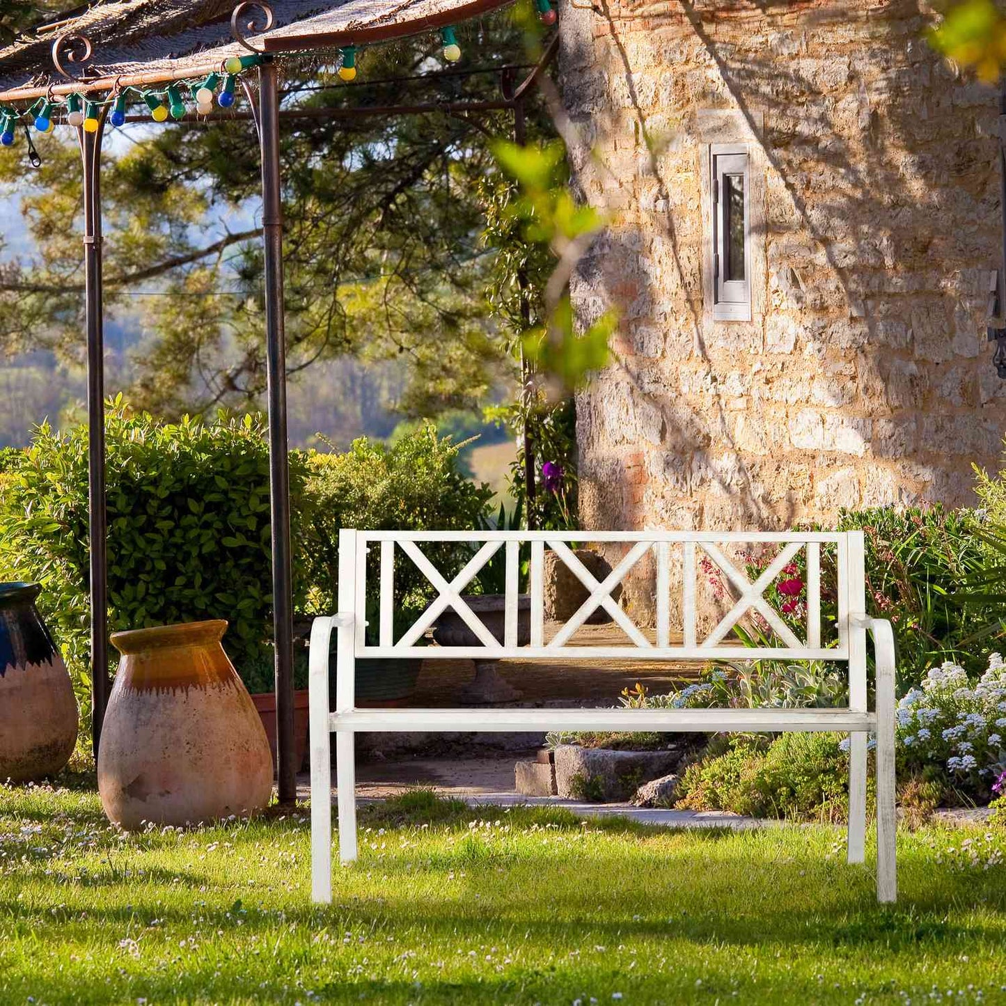 Metal garden bench