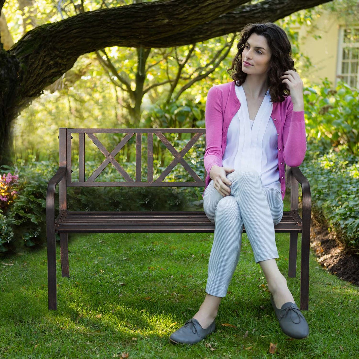 Metal garden bench