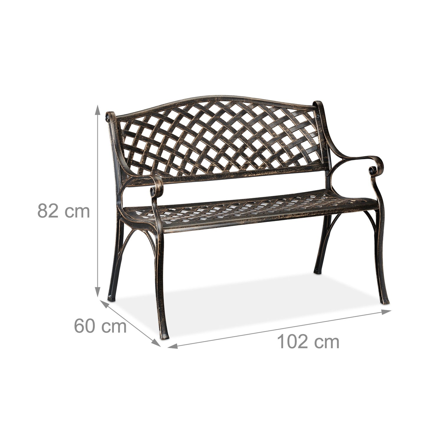 Metal garden bench in black and bronze
