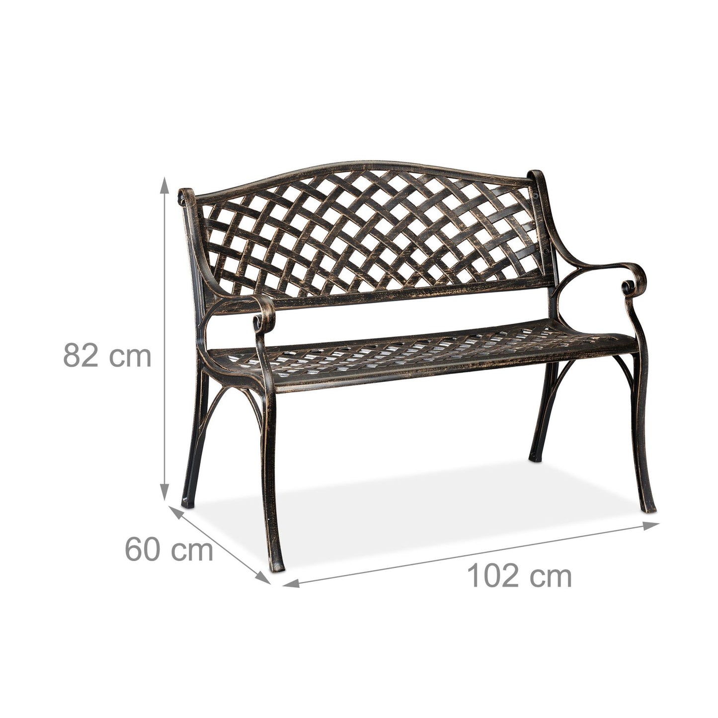 Metal garden bench in black and bronze