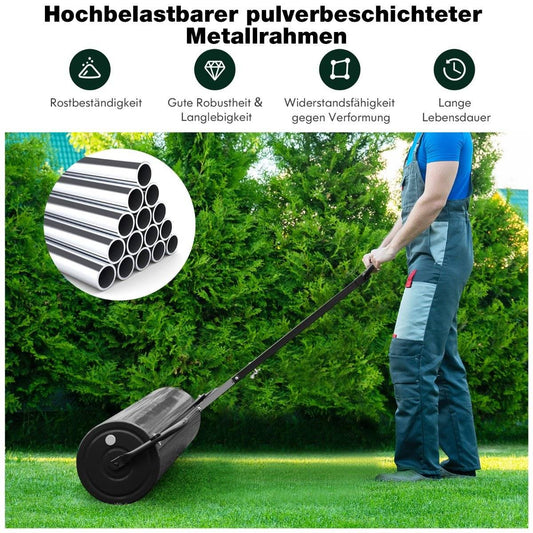 Metal lawn roller garden roller for attaching grass roller 99 x 30 x 137 cm black