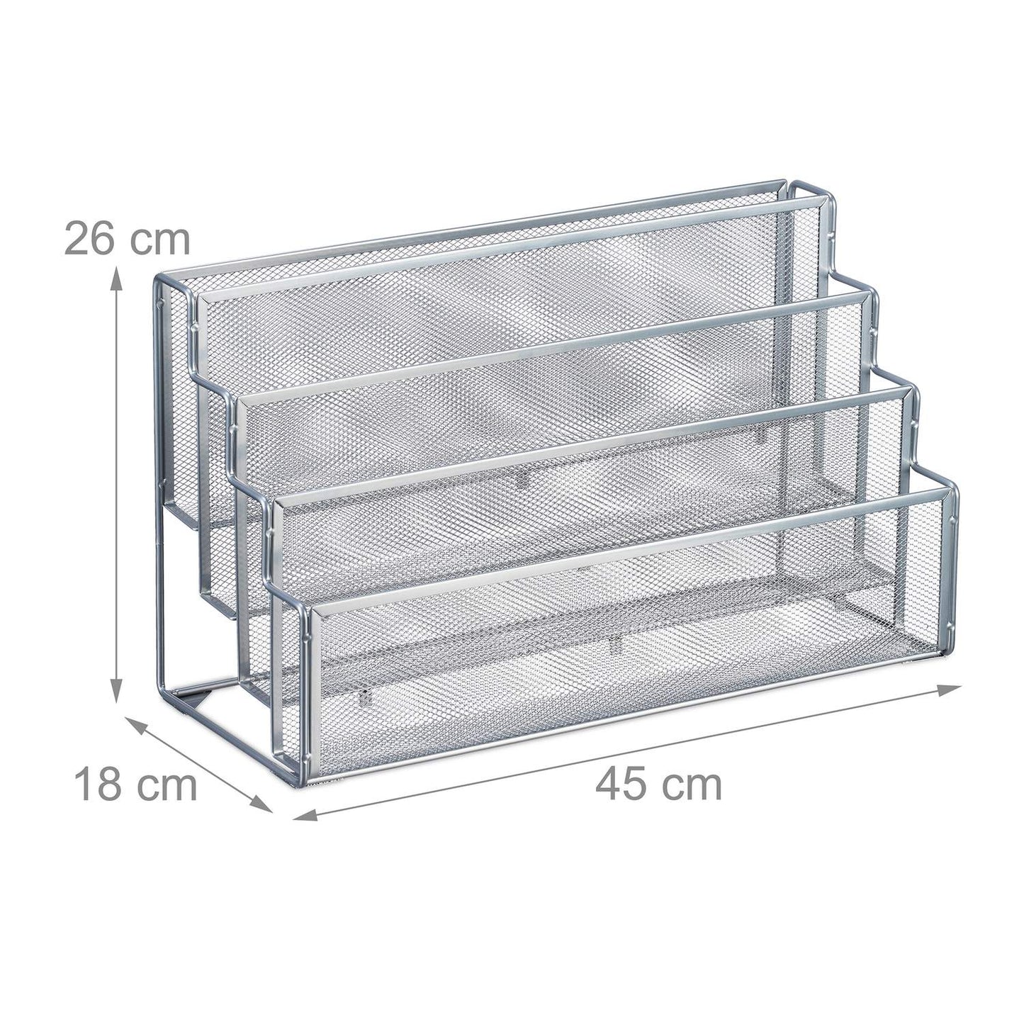 Metal magazine rack with 4 compartments
